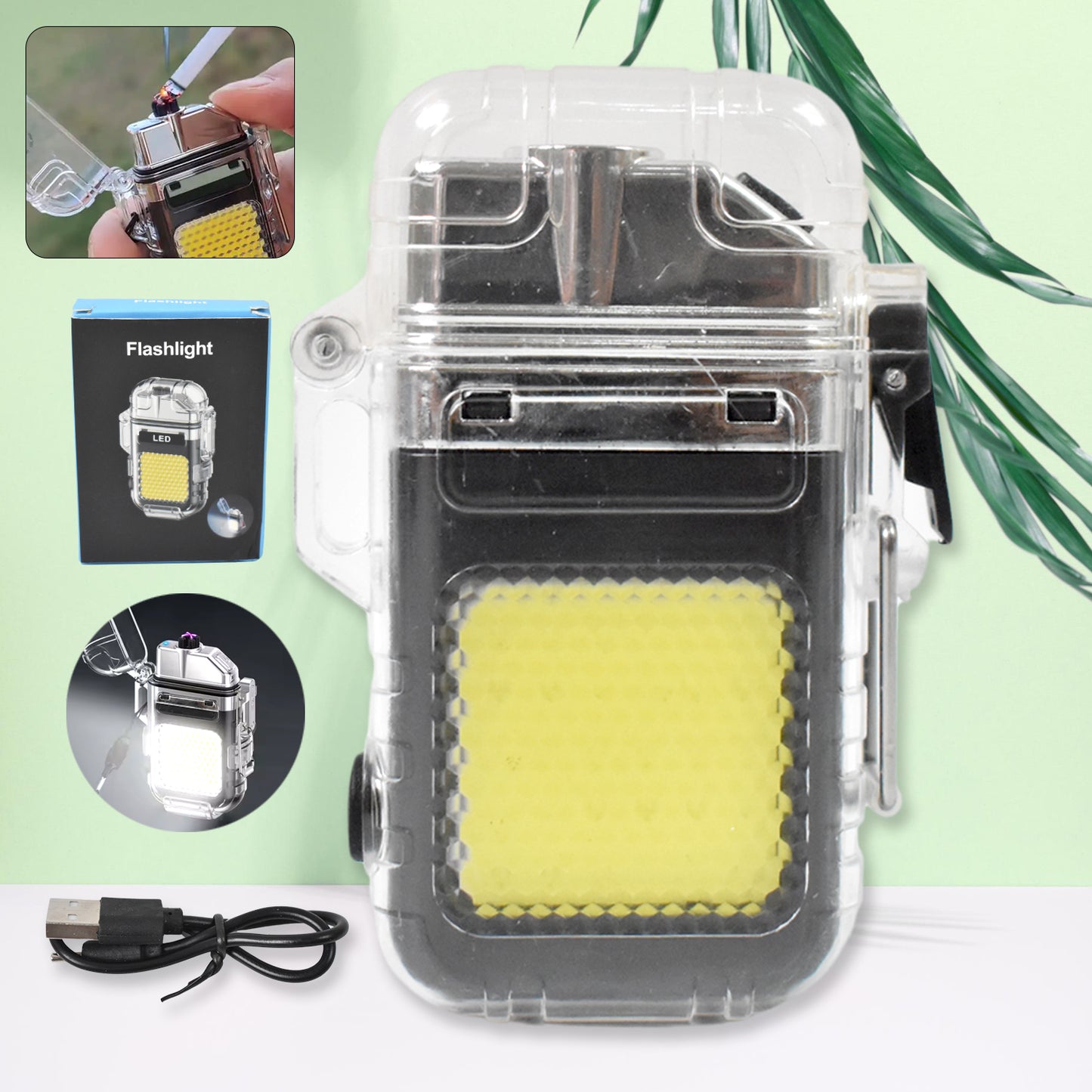 Usb Rechargeable Electric Lighter  3 Modes Cob Flashlight (1 Pc) - Happy Price - Image 2