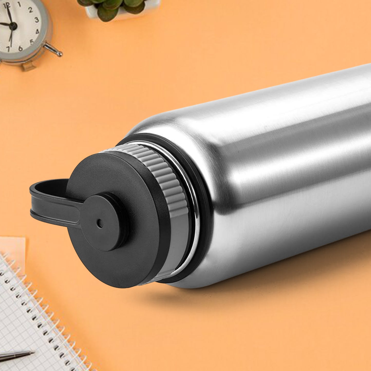 Silver Stainless Steel Double Wall Vacuum-insulated Drink Water Bottle (1000 Ml) - Happy Price - Image 4