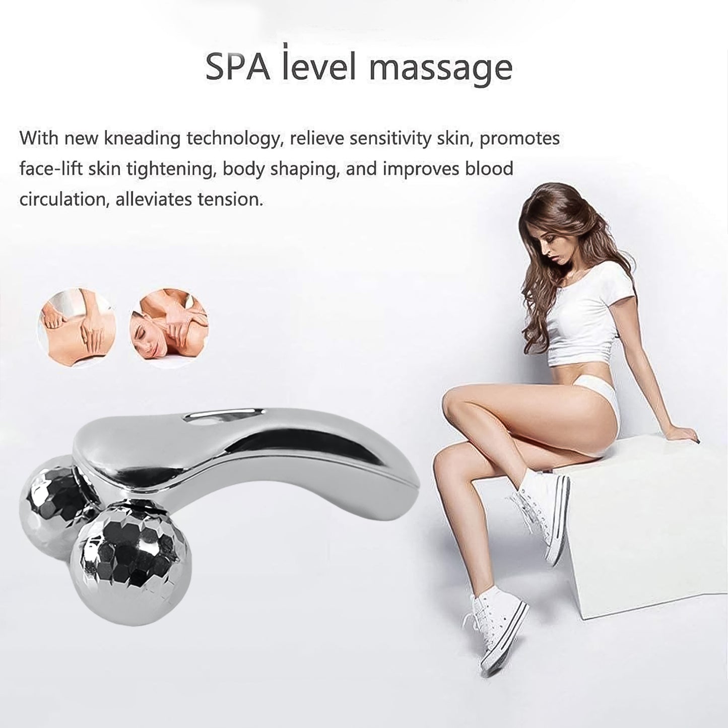360 Degree Facial Roller Designed For Face Lifting And Skin Tightening Improves Blood Circulation And Reduces Puffiness. - Happy Price - Image 4
