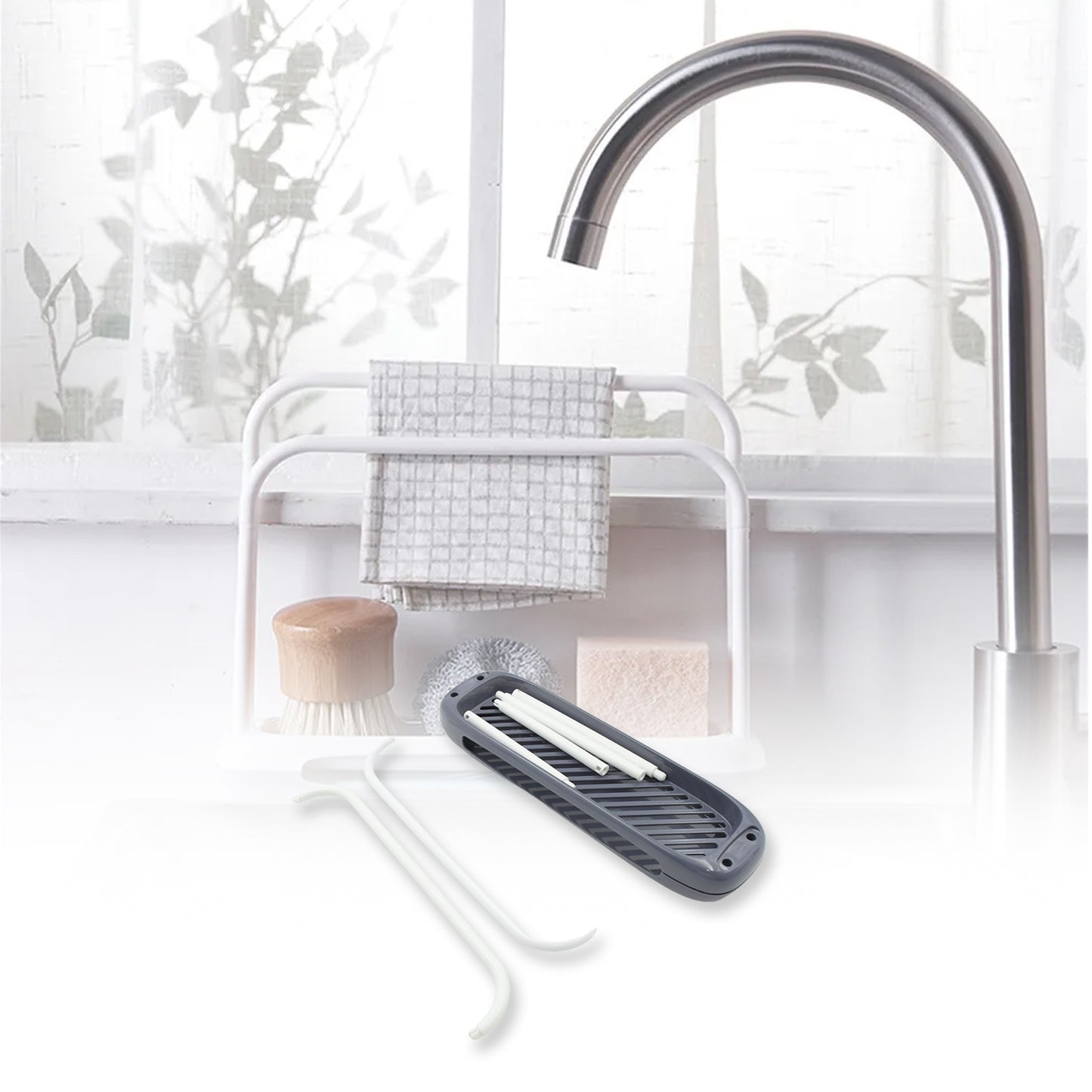 Storage Rack Kitchen Storage Holder Dish Towel Holder Dishcloth Rack Organizer Pool Dishcloth Drying Rack Sink Rag Holder Towel (1 Pc) - Happy Price - Image 6