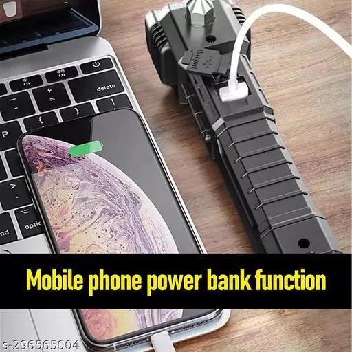 Portable 3w Rechargeable Torch Led Flashlight Long Distance Beam Range Hammer And Strong Magnets Window Glass And Seat Belt Cutter 4 Modes For Car Camping Hiking Indoor Outdoor - Happy Price - Image 6