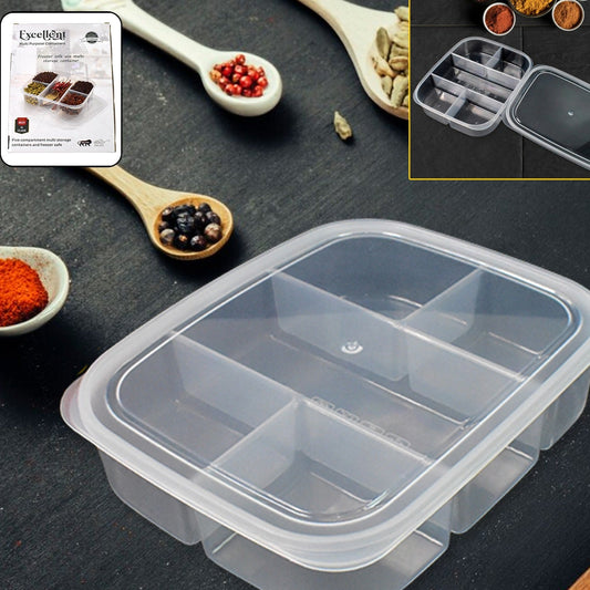 Plastic 5- Compartment Excellent Container Reusable Lunch Box (1 Pc) - Happy Price - Image 1