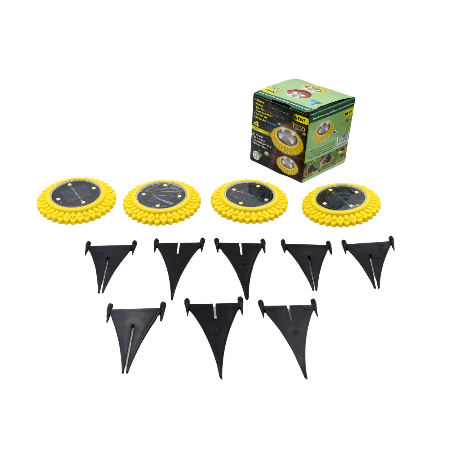 4 Pack Solar Pathway Lights - Waterproof LED Garden Disk Lights for Outdoor Yard & Lawn - Happy Price - Image 3