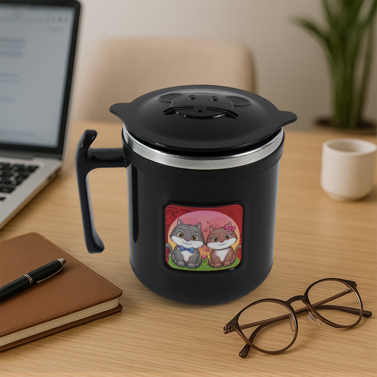 1 Pc Apex Cat Mug  250 Ml Stainless Steel Insulated Inner With Cute Cat Print - Happy Price - Image 5