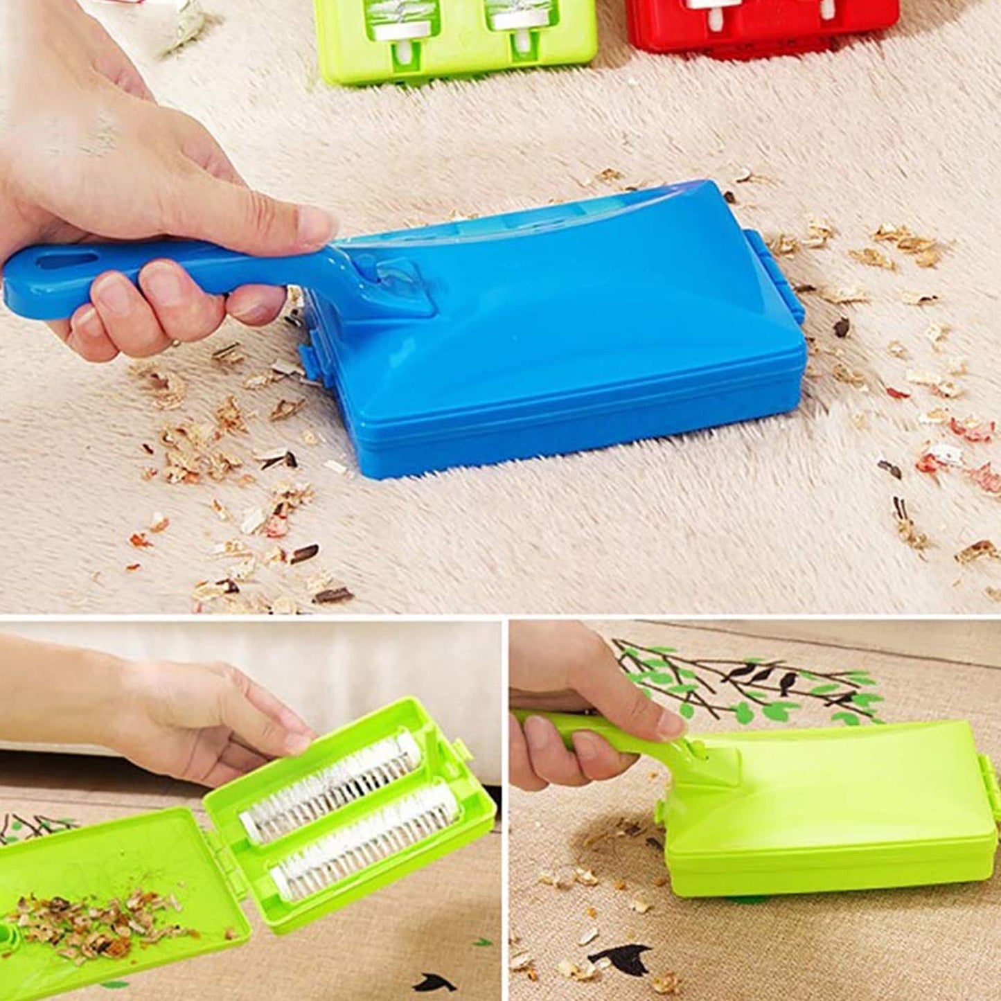 Plastic Handheld Carpet Roller Brush Cleaning With Dust Crumb Collector Wet And Dry Brush - Happy Price - Image 6