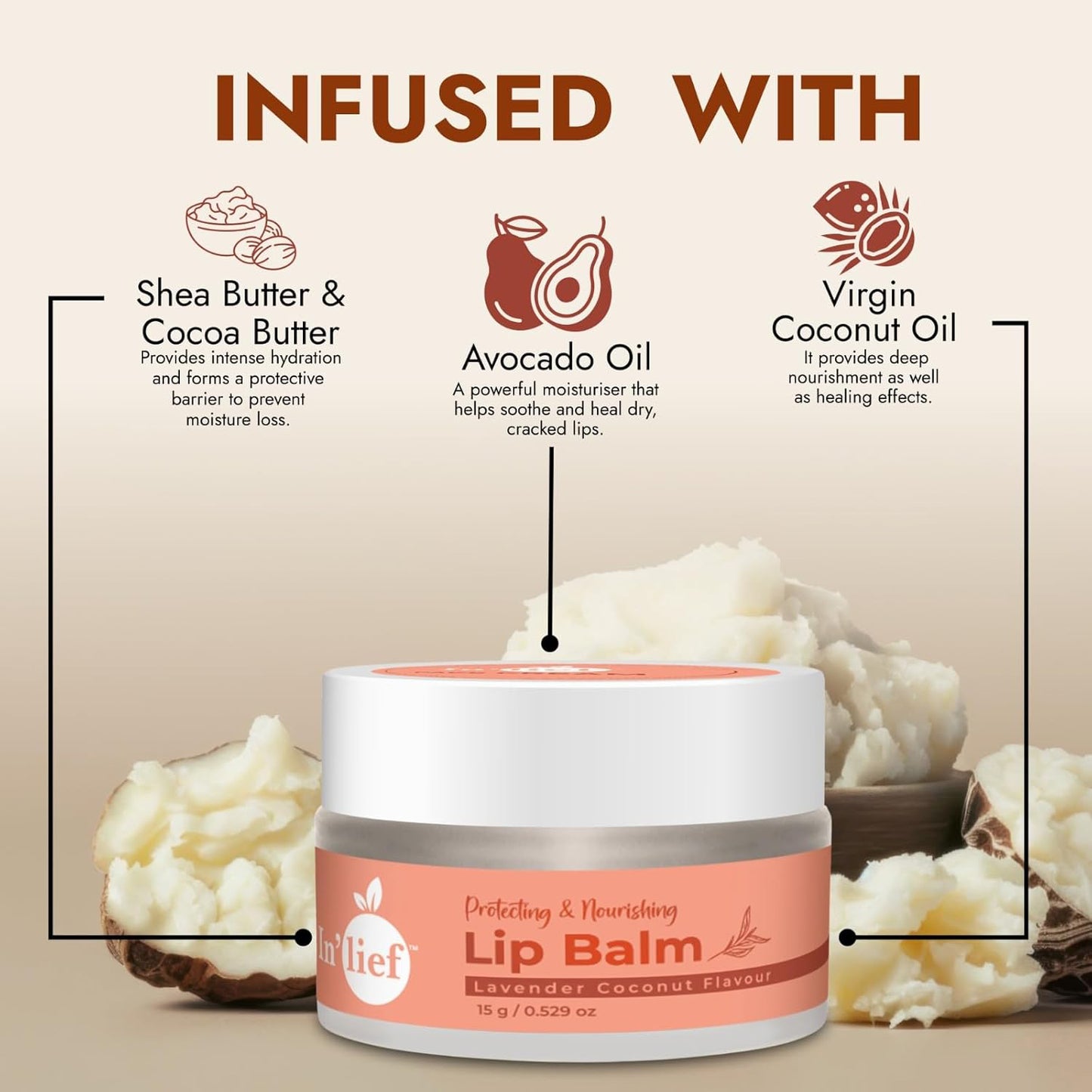 Inlief Nourishing Lip Balm 15gm for Soft, Hydrated Lips