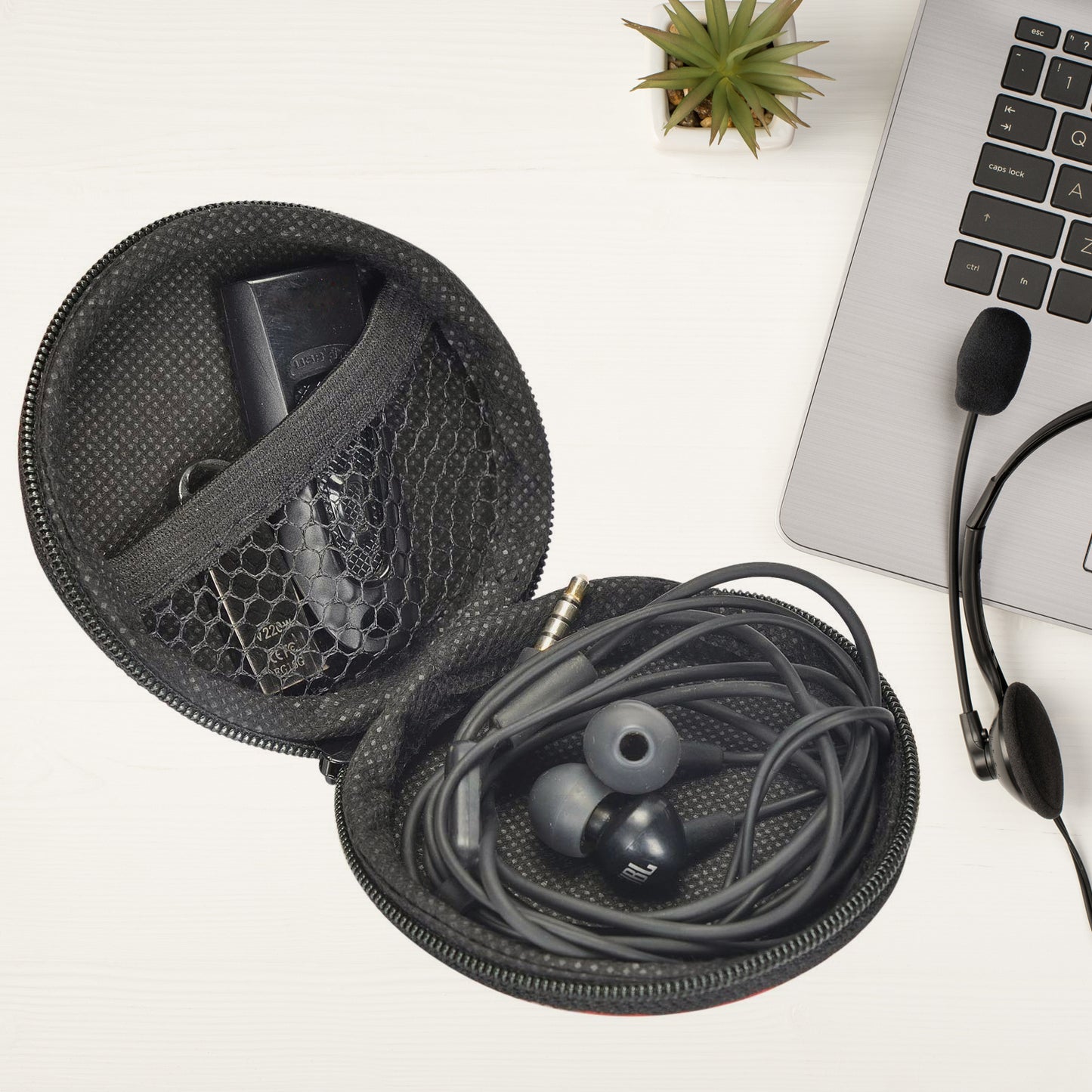 Earphone Carrying Cute Case Round Pocket Pouch For Headphone Data Cable Coins Airpods Pendrive Earphone Case Organizer Perfect Return Gift (Mix Design 1 Pc) - Happy Price - Image 2