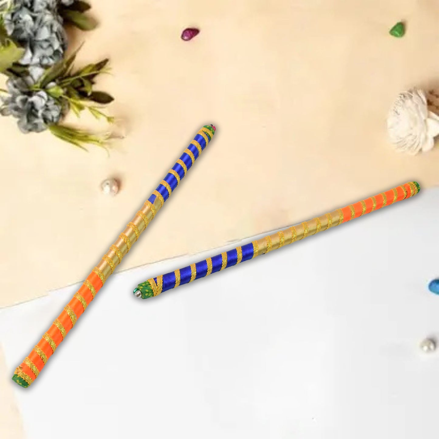 Decorative Dandiya Sticks Pair for Garba & Navratri - 2 Pcs