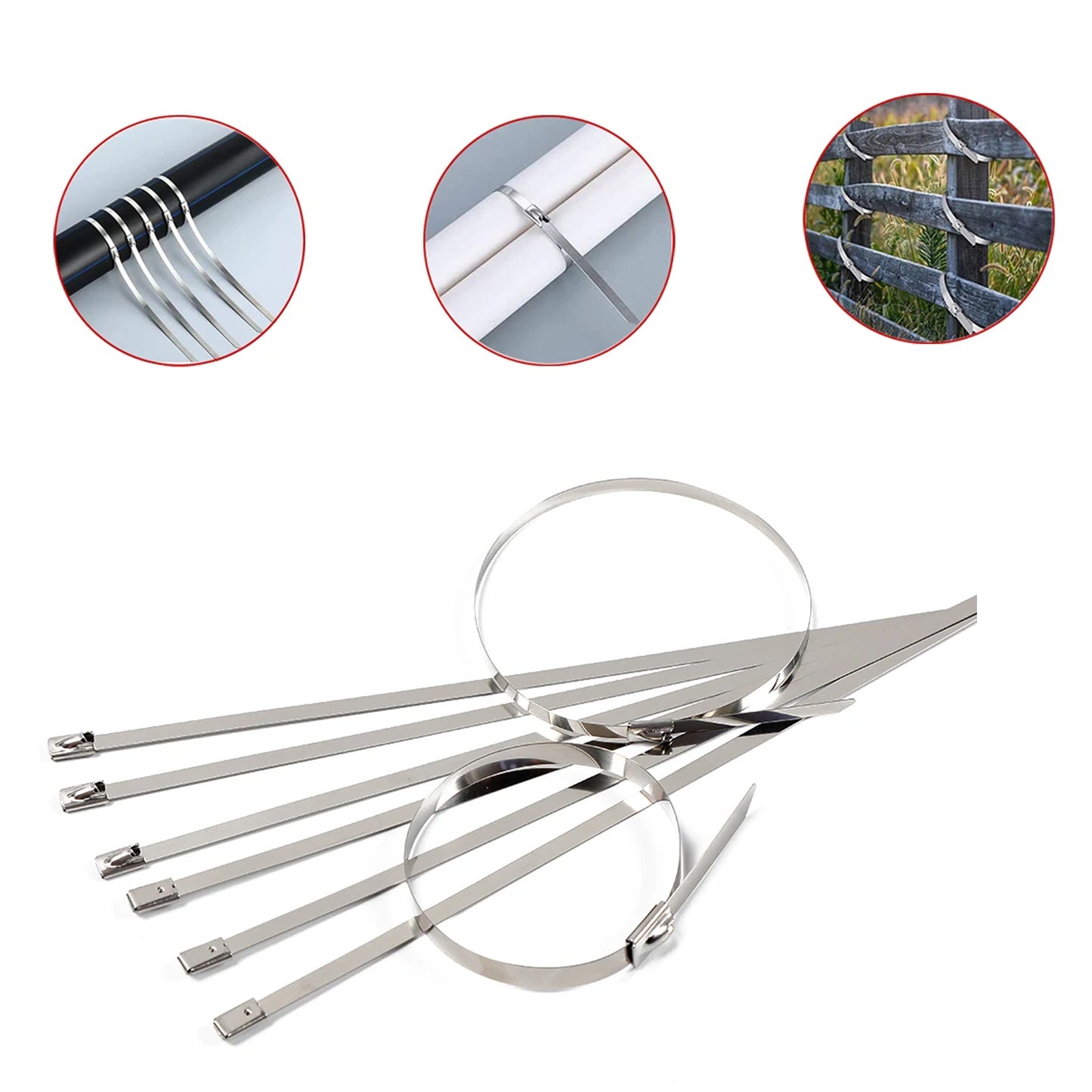 Stainless Steel Cable Tie Used For Solar Industrial And Home Improvement Multipurpose High Strength Self-locking Zip Ties Multi-purpose Tie Portable Rustproof 100pcs Wide Application Zip Tie Set For Building ( 4.6x200mm  4.6x100mm   100 Pcs Set) - Happy Price - Image 4
