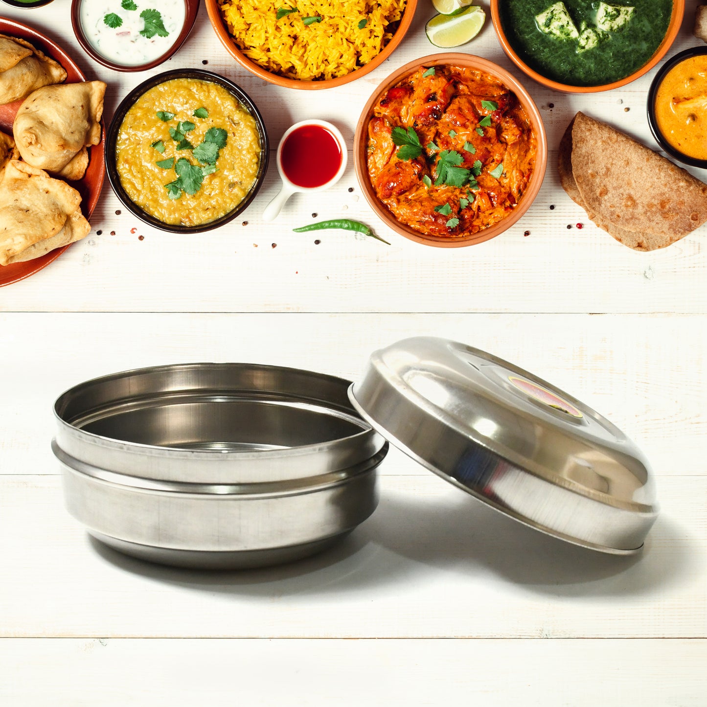 Multi-purpose Stainless Steel Round Shape Tiffin Box - Small Gift For Baby Girl And Baby Boy For Office School  Tuition  Picnic (Big) - Happy Price - Image 4
