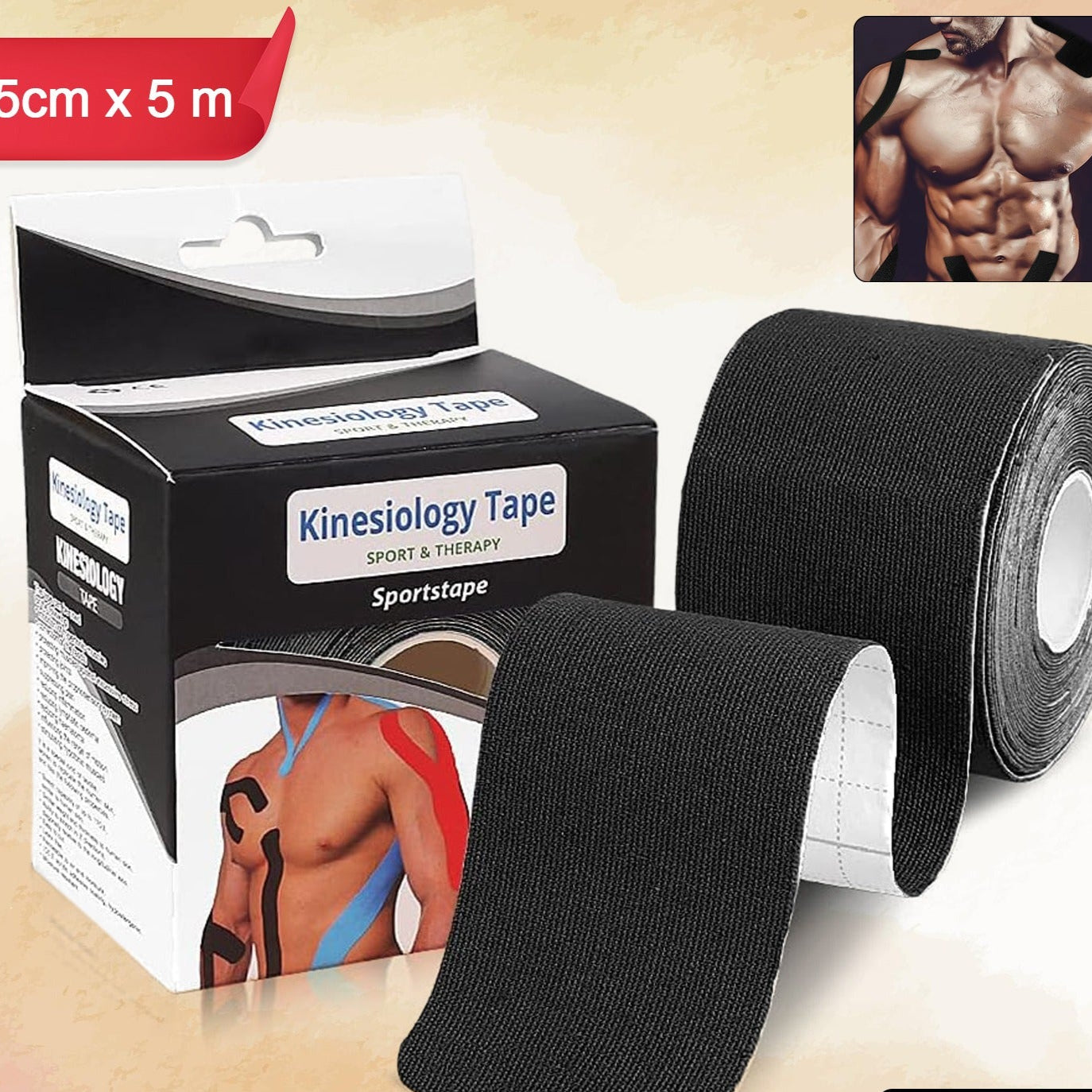 Kinesiology Tape For Physiotherapy Tape For Sports Injury Pain Relief (5 Cm X 5m  1 Pc) - Happy Price - Image 1