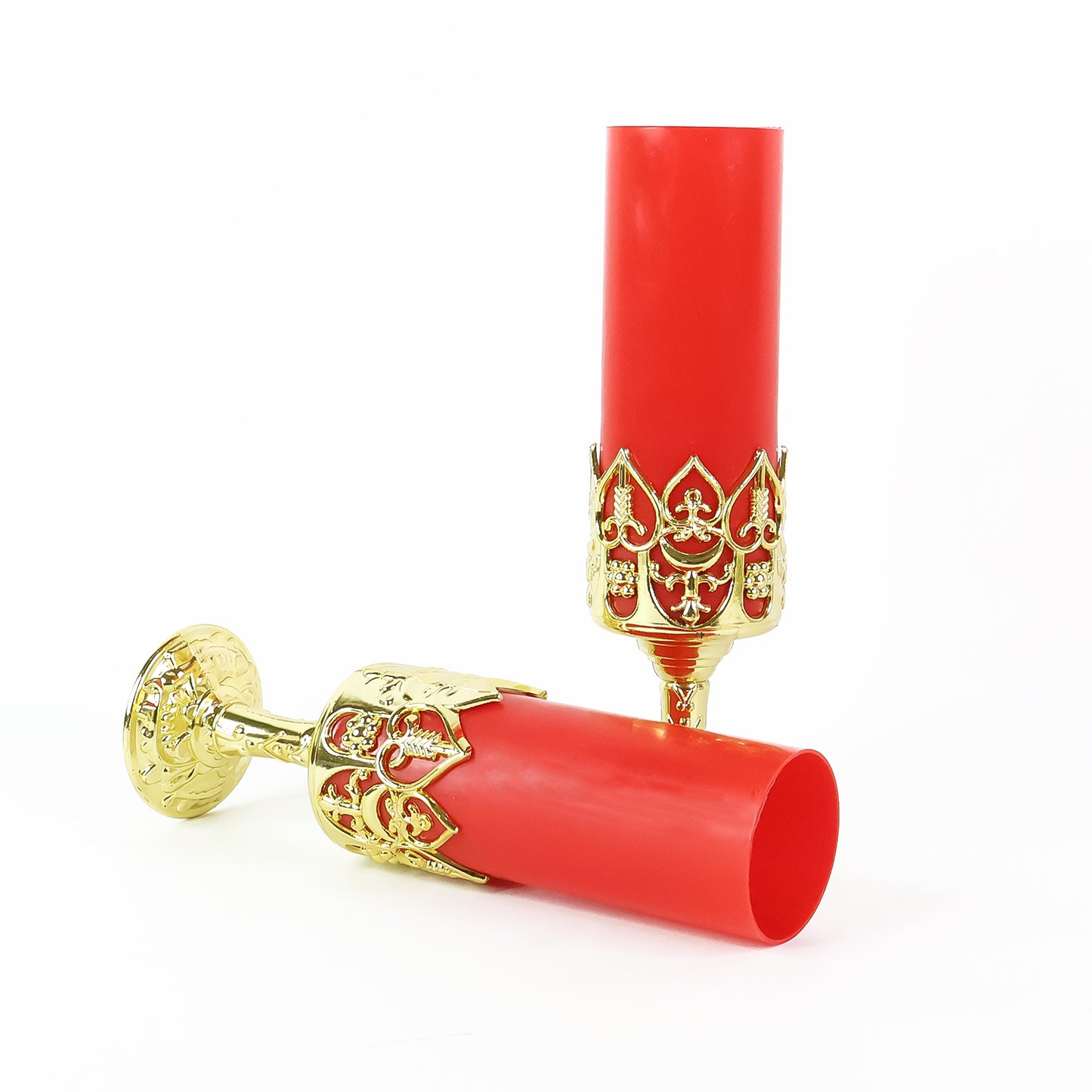 Set of 2 Decorative LED Candle Lamps with Golden Stand - Happy Price - Image 2