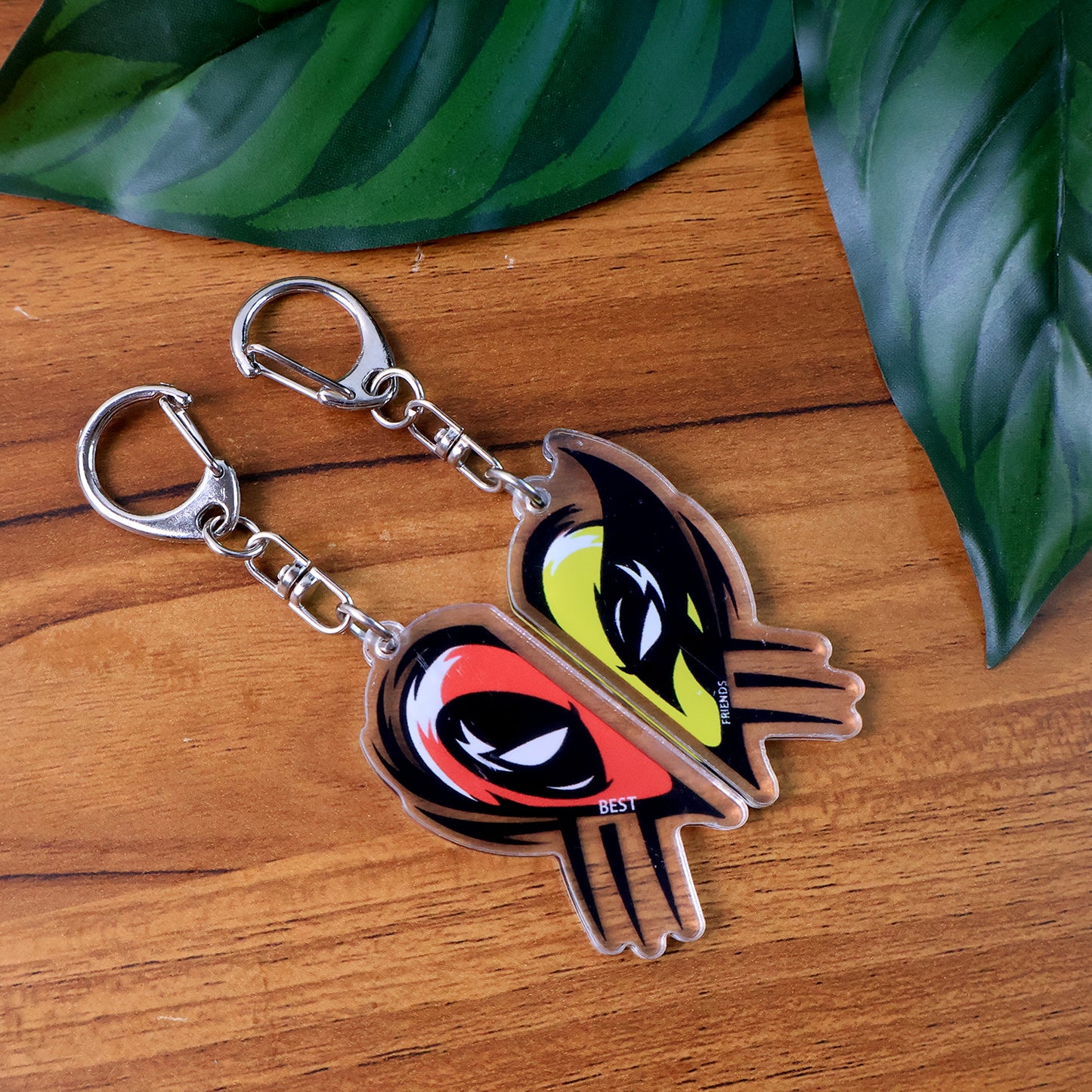 Best Friends Breakable Heart Acrylic Keychain Set - 2 Pcs Cartoon Design