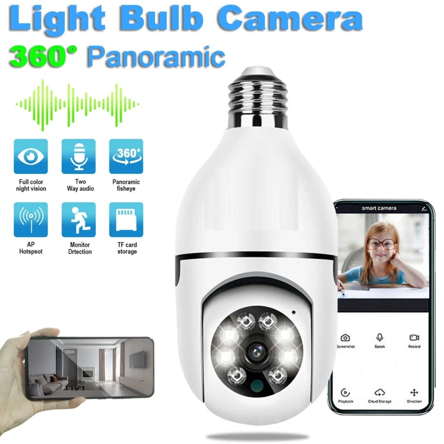 V380 Pro Fisheye 360 Degree Panoramic Wireless Wifi Ip Cctv Security Camera (Pack Of 1) - Happy Price - Image 2
