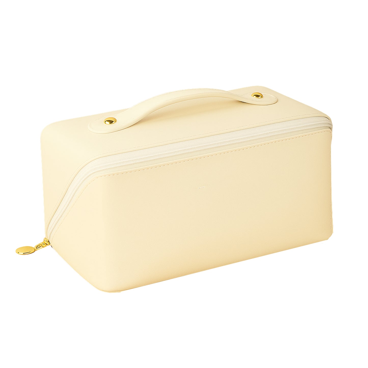 Premium Cream Travel Makeup  Toiletry Organizer Pouch With Zipper  Handle (1 Pc) - Happy Price - Image 4