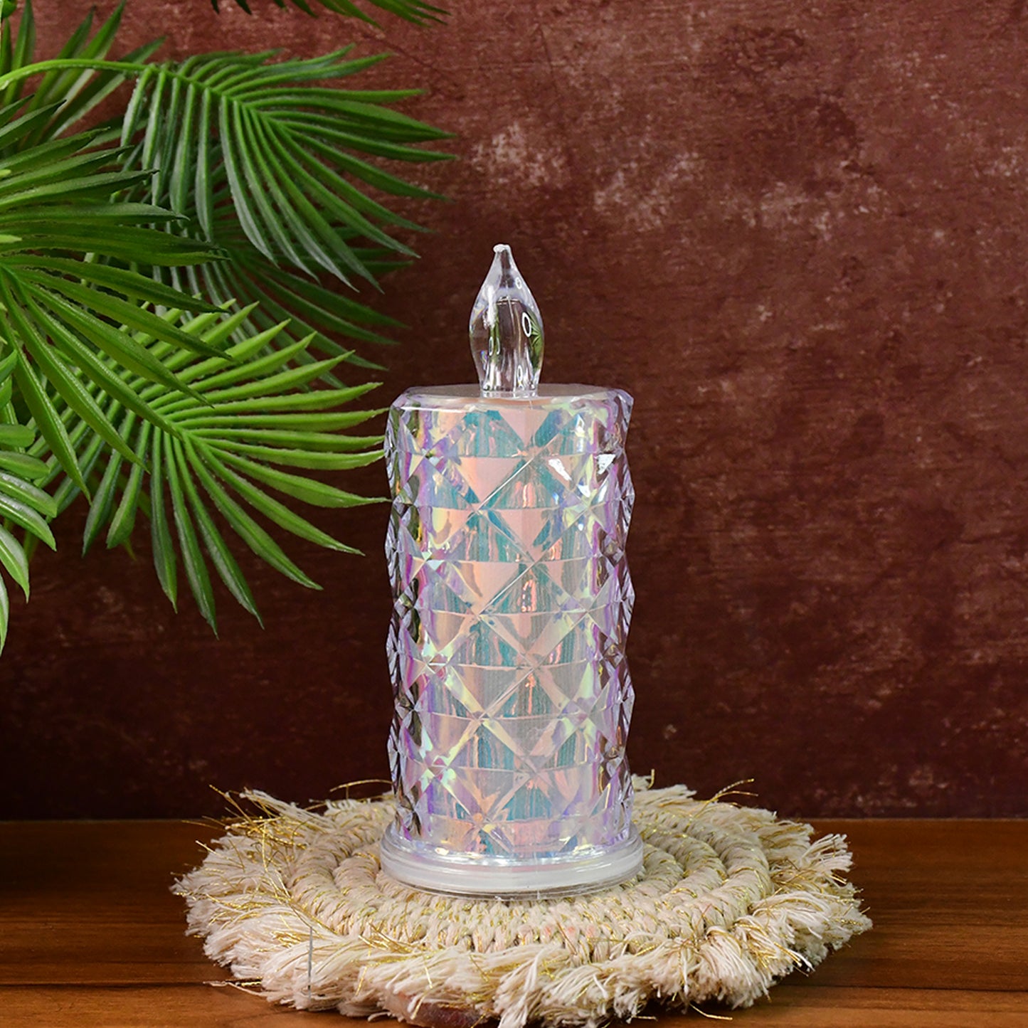 Decorative LED Candle Lights Set of 2 with Holographic Finish - Battery Operated Flickering Flameless Candles for Home Decor & Parties - Happy Price - Image 4