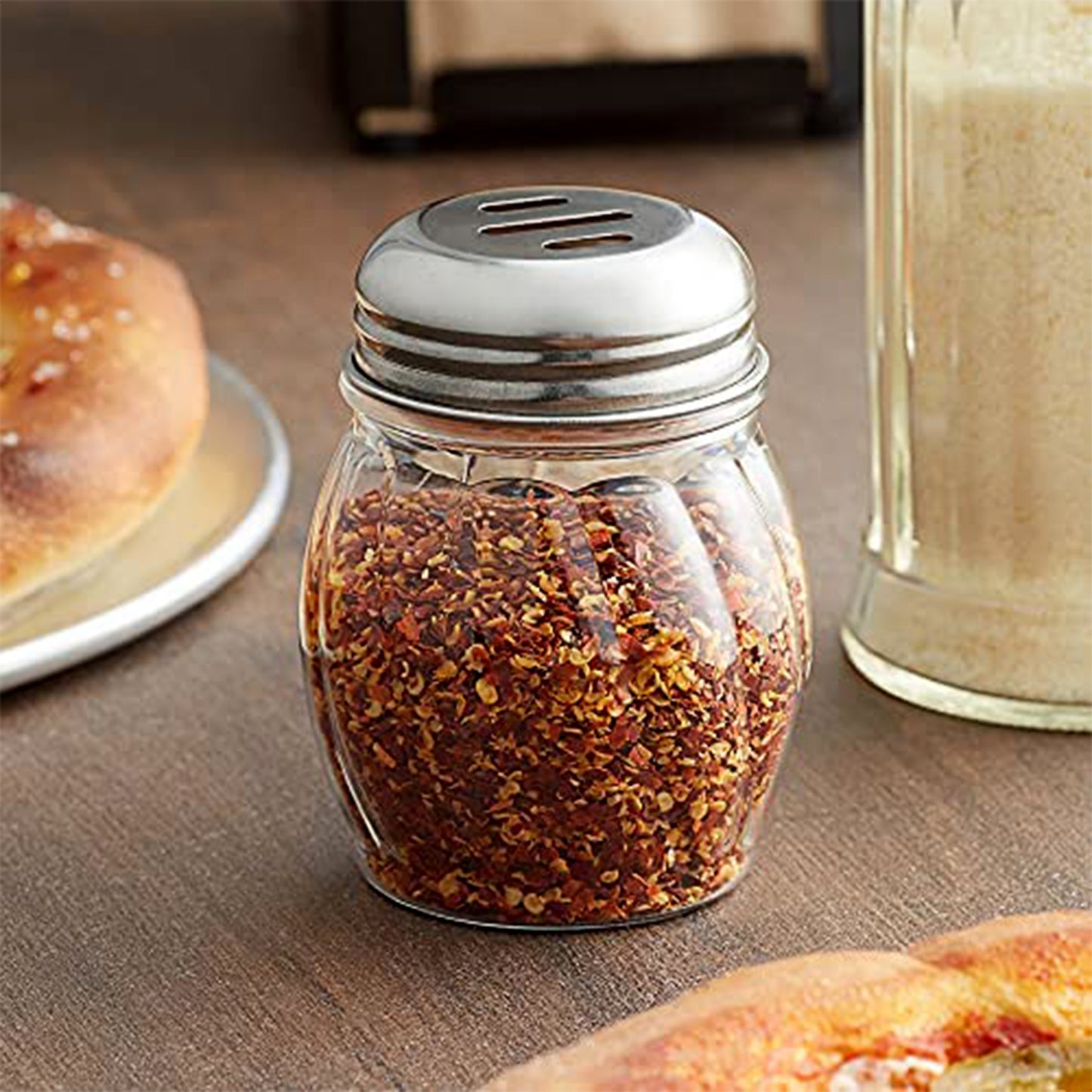 Apex Oregano  Chilli Flakes Dispenser Set  2 Pcs Glass Spice Shaker With Stainless Steel Lid - Happy Price - Image 2