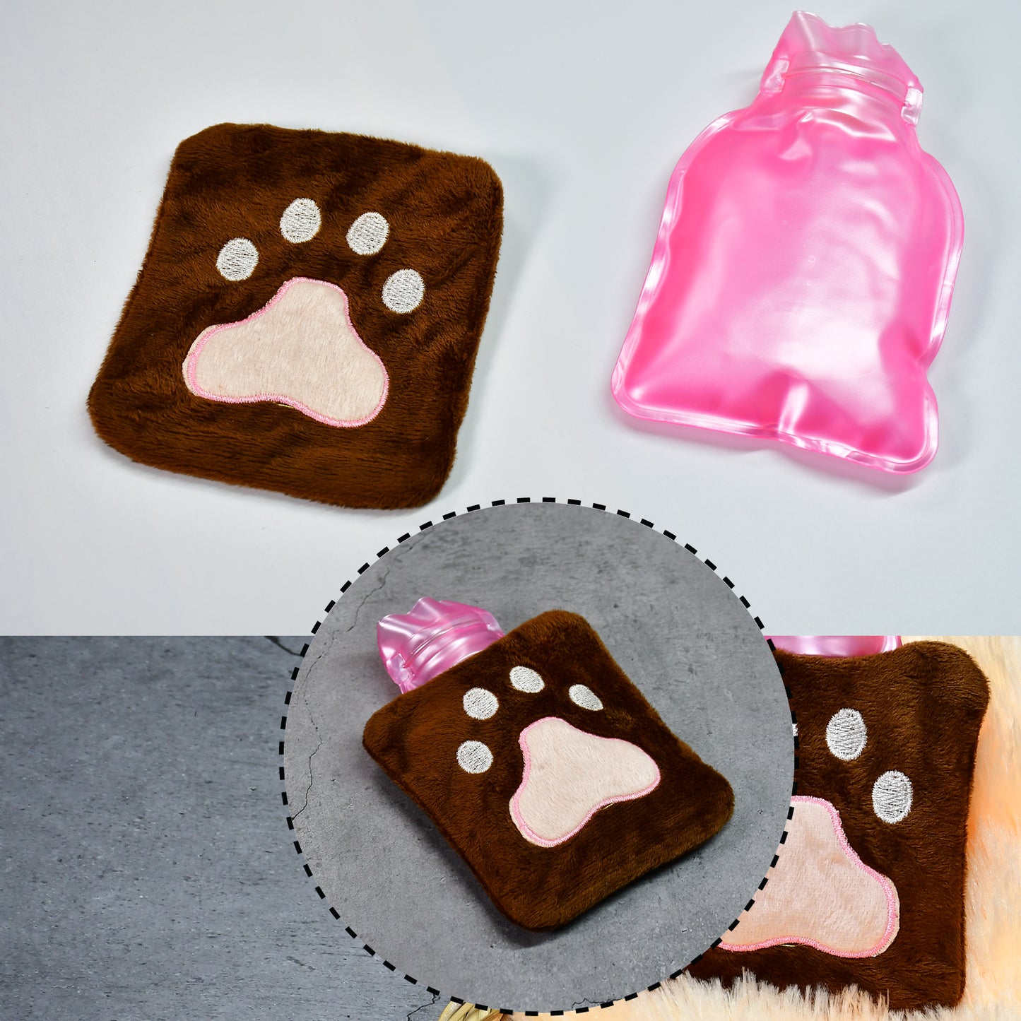 Paw Print Small Hot Water Bag With Cover For Pain Relief Neck Shoulder Pain And Hand Feet Warmer Menstrual Cramps. - Happy Price - Image 3