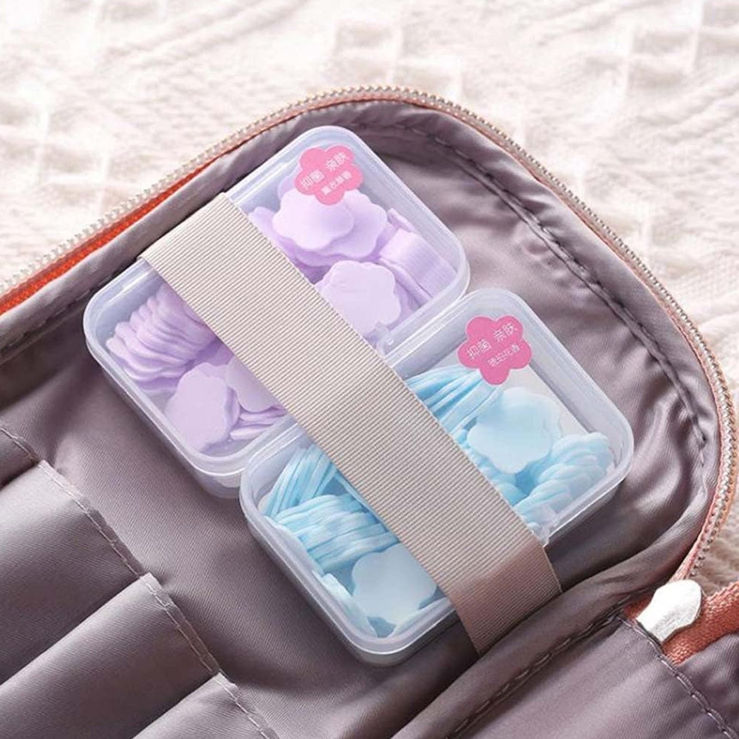Mini Portable Travel Soap Paper Sheets Flower Shape (100 Pcs Set Approx  Mix Color) - Happy Price - Image 2
