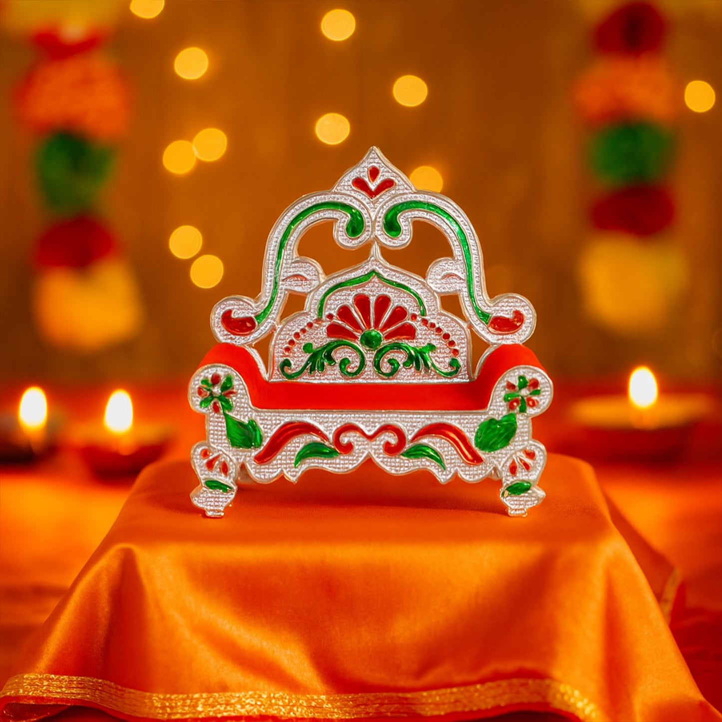 Plastic Decorative Small Singhasan For Laddu Gopal Krishna Ji Or Ganesha Idol (1 Pc) - Happy Price - Image 6