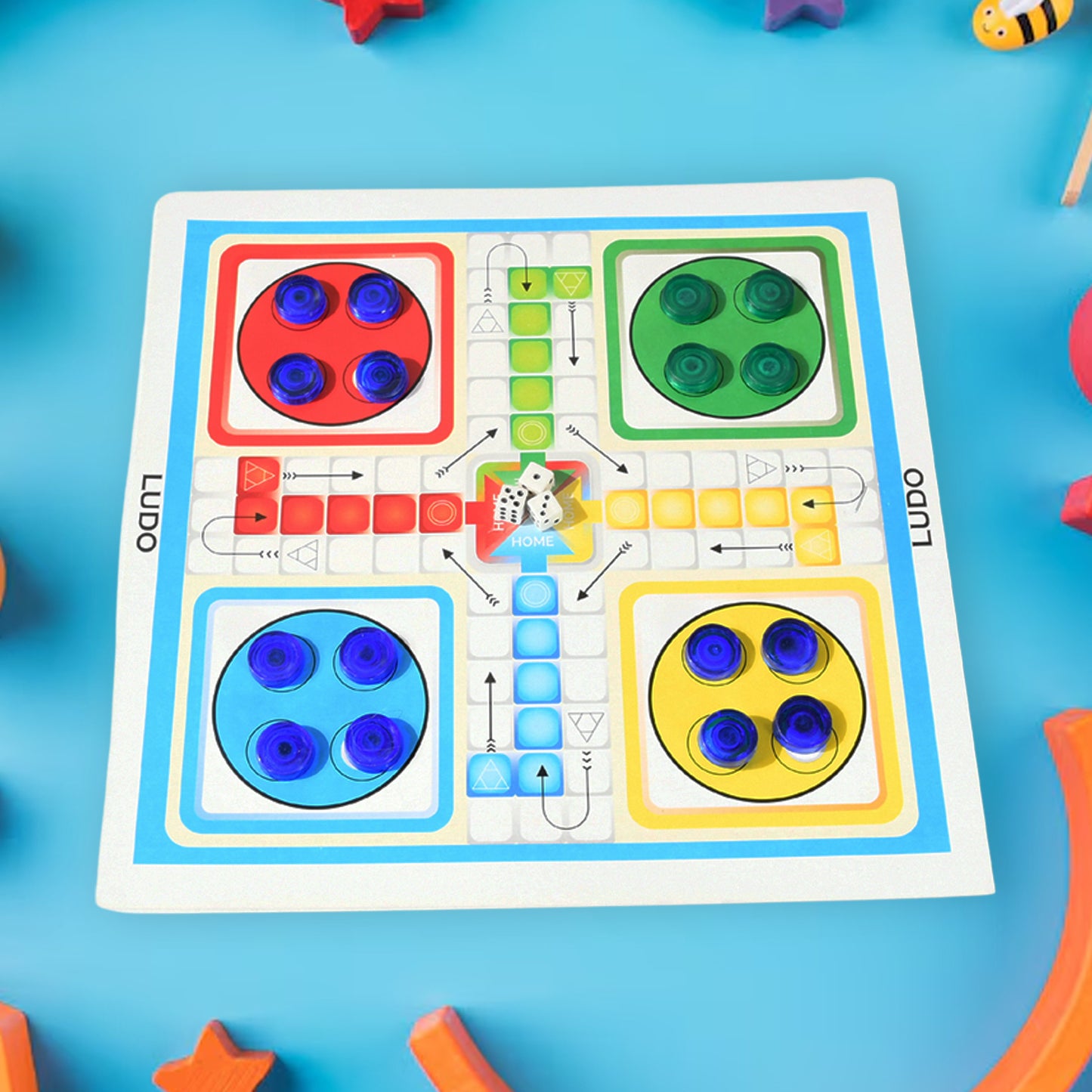 3 In 1 Family Board Game Chess Snakes  Ladders Ludo Tic-tac-toe Checkers Travel Bingo Football Space Venture Steeplechase Set For Kids - Happy Price - Image 6