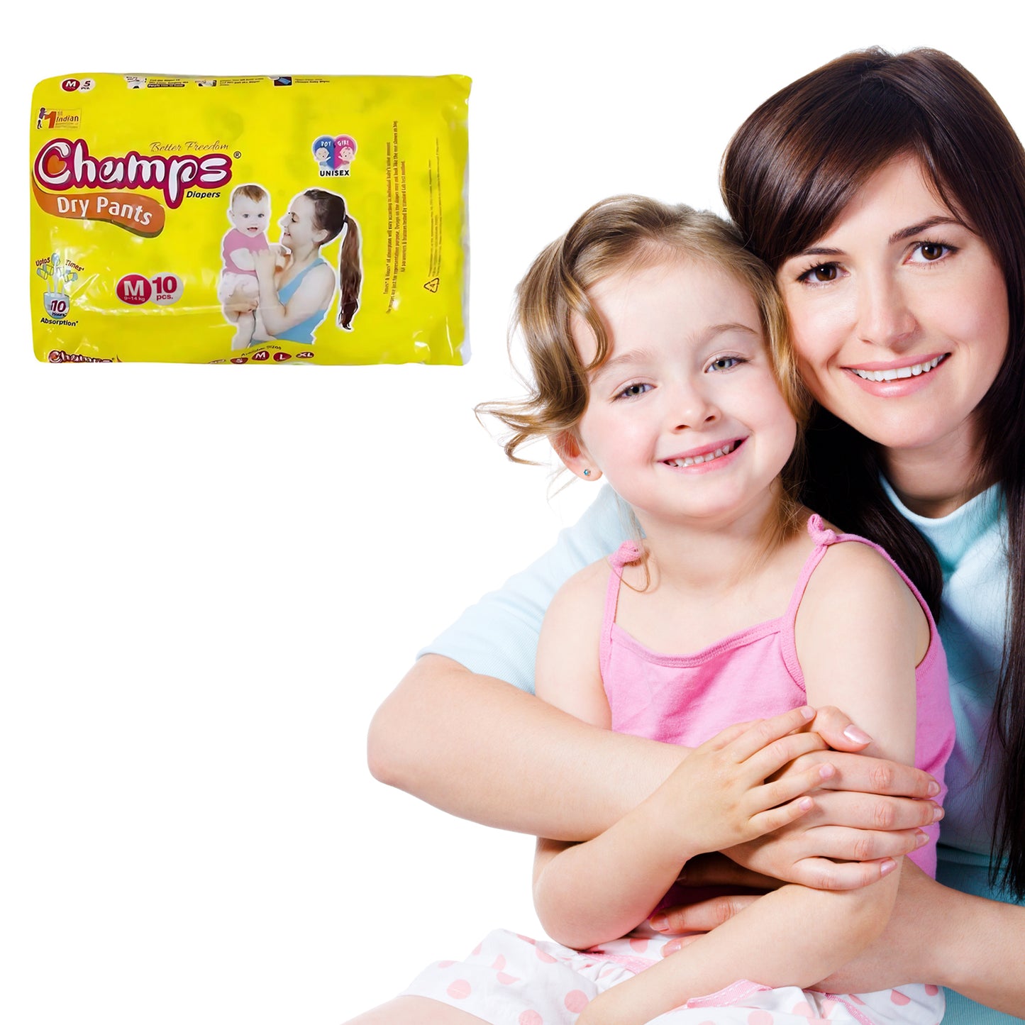Medium Champs Dry Pants Style Diaper- Medium (10 Pcs) Best For Travel  Absorption Champs Baby Diapers Champs Soft And Dry Baby Diaper Pants (M 10 Pcs ) - Happy Price - Image 3
