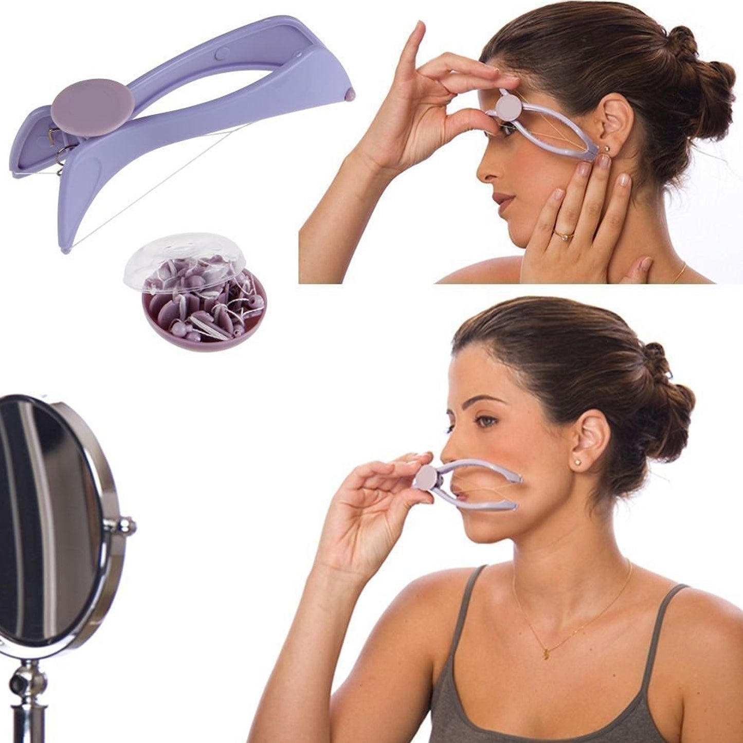 Slique Painless Eyebrow Upper Lips Face And Body Hair Removal Threading Manual Tweezer Machine Shaver System Kit - Happy Price - Image 5