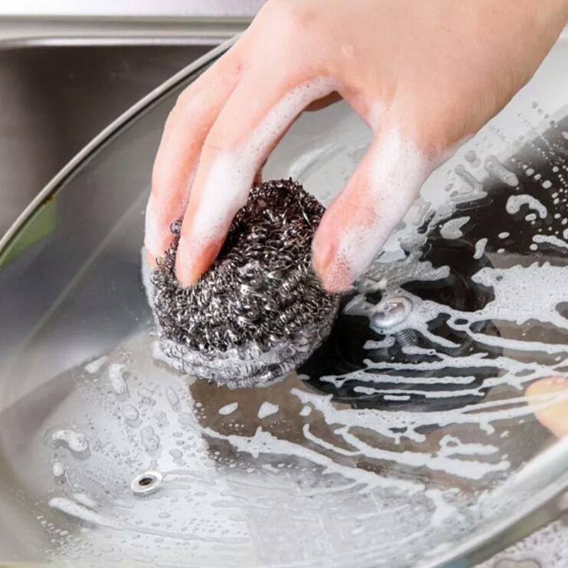 Round Shape Stainless Steel Ball Scrubber (Pack Of 12) - Happy Price - Image 2