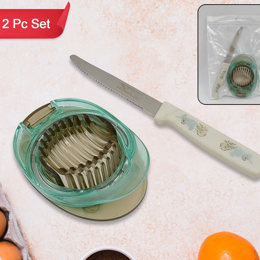 Stainless Steel Egg Slicer  Knife (2 Pc Set) - Happy Price - Image 1