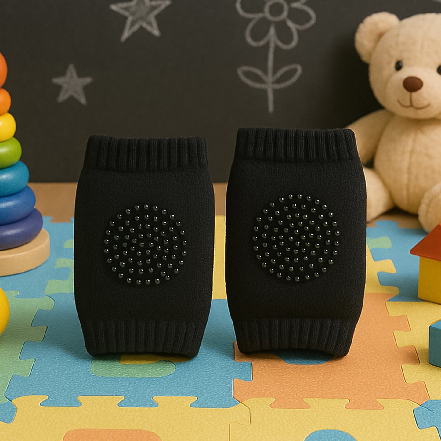 Black Toddler Wool Knit Leg Warmer (Knee Guard) - Happy Price - Image 5