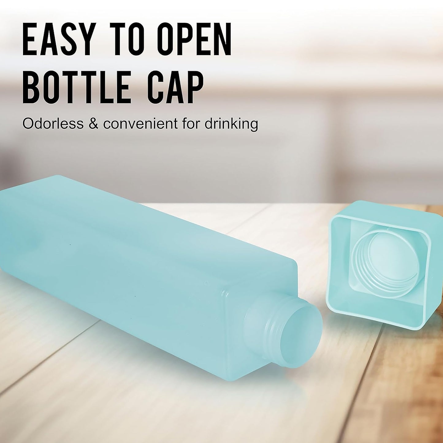 12981 Large Capacity Plastic Water Bottle  Office Bottle  Gym Bottle  Home  Kitchen  Leakproof And Bpa Free Drinks Bottle  Square Water Drink Juice Bottle Wide-mouth Bpa Free Leak-free Lightweight (1 Pc  Mix Color  1000 Ml Approx) - Happy Price - Image 2