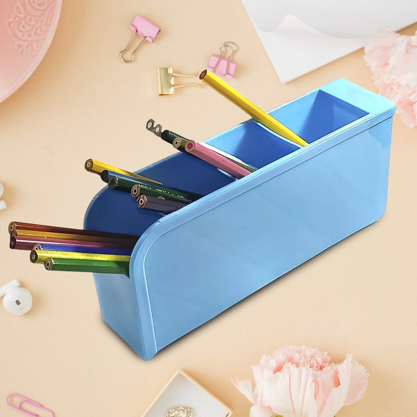 Multipurpose 4 Compartment Pen Holder Office Desktop (1 Pc) - Happy Price - Image 2