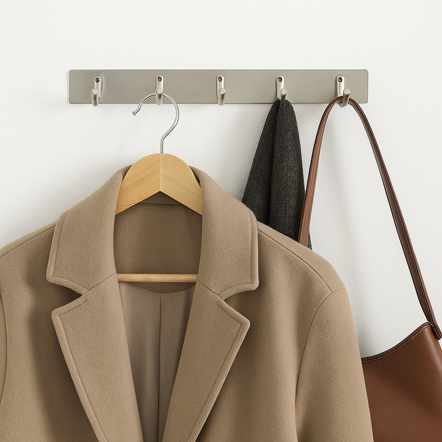 Stainless Steel Wall Mounted Coat 5 Hook Rack (26x3  1 Pc) - Happy Price - Image 3