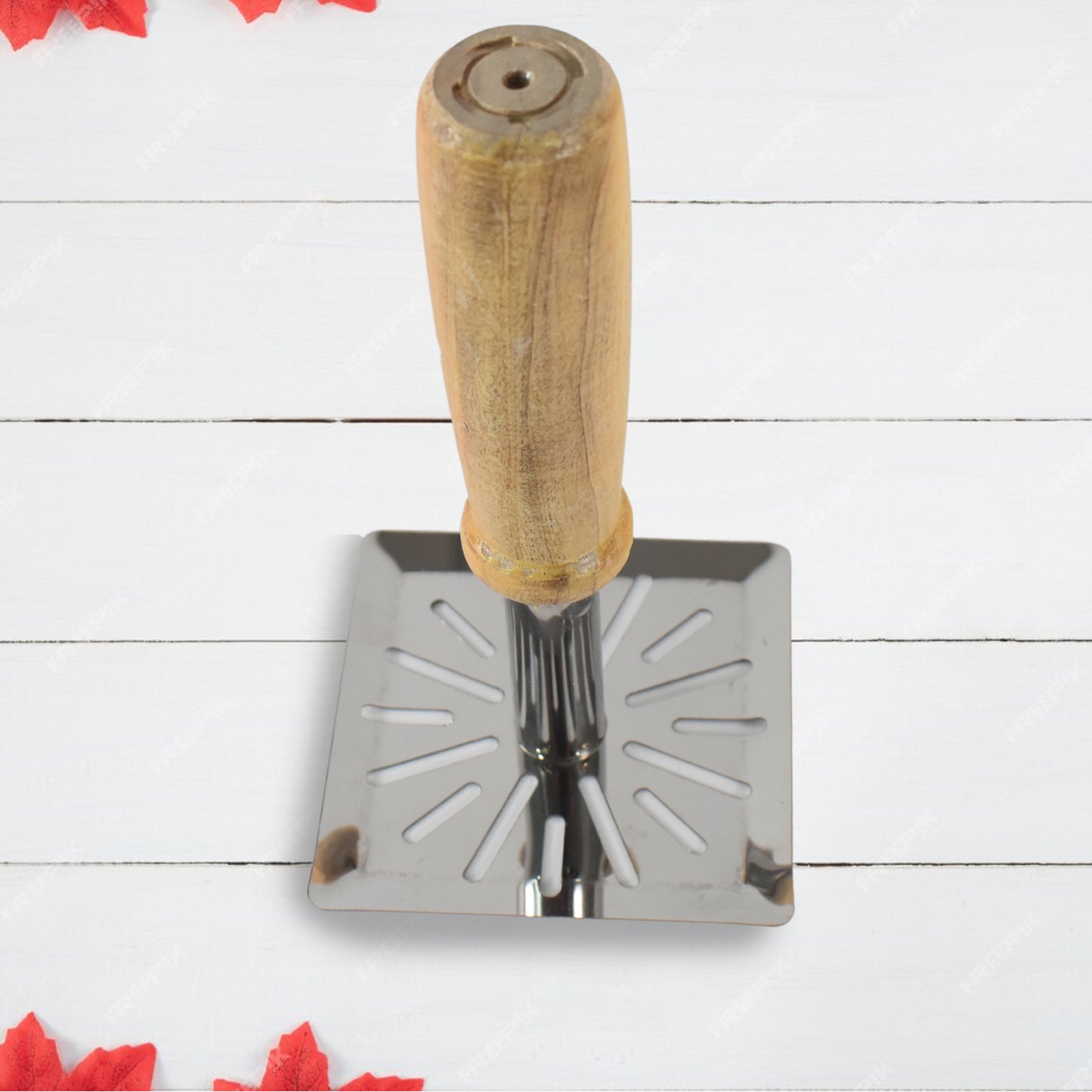 Kitchen Tools Wooden Handle Square Stainless Steel Potato Masher (1 Pc) - Happy Price - Image 2