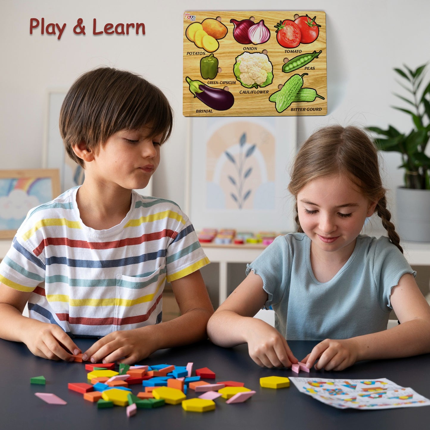 Wooden Vegetable Puzzle Learning Educational Board (1 Set  2820 Cm) - Happy Price - Image 4