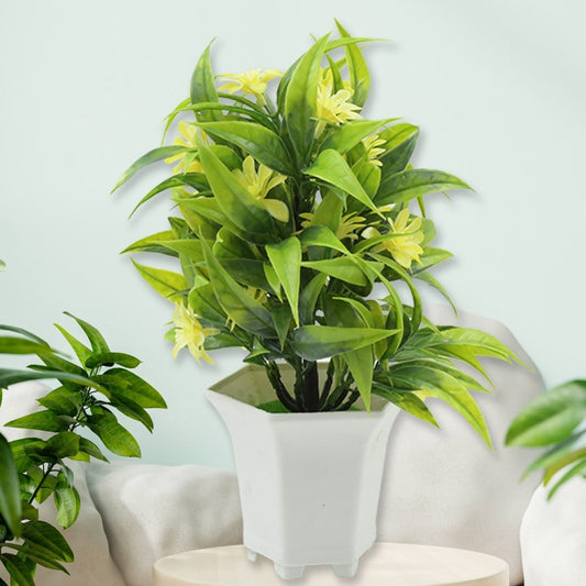 Wild Artificial Flower Plants With Cute Pot  Flower Plant For Home Office Decor  Tabletop And Desk Decoration  Artificial Flower For Balcony Indoor Decor Plants For Living Room (1 Pc) - Happy Price - Image 1