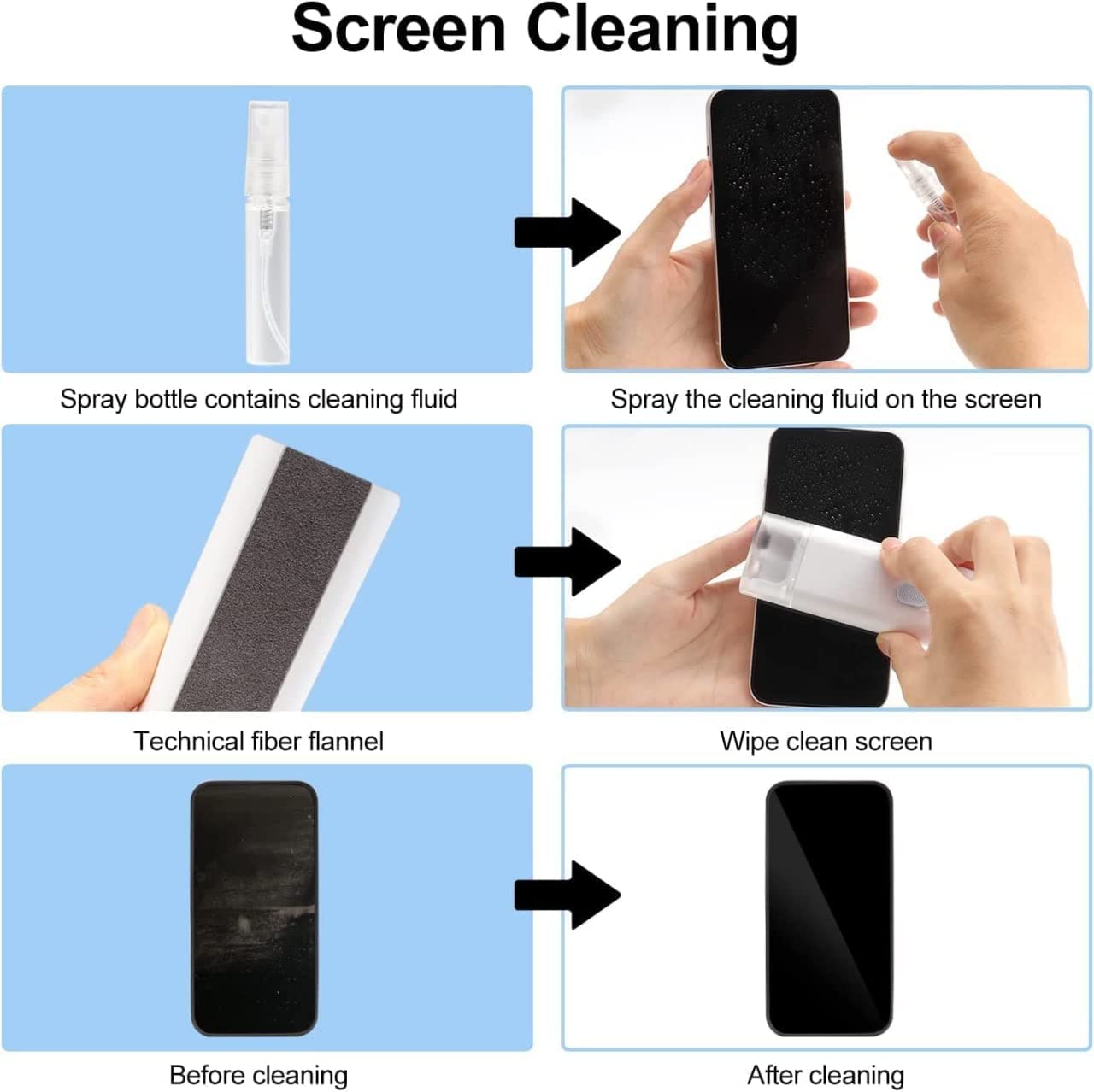 7 In 1 Electronic Cleaner Kit Cleaning Kit For Monitor Keyboard Airpods Screen Dust Brush Including Soft Sweep Swipe Airpod Cleaner Pen Key Puller And Spray Bottle - Happy Price - Image 5
