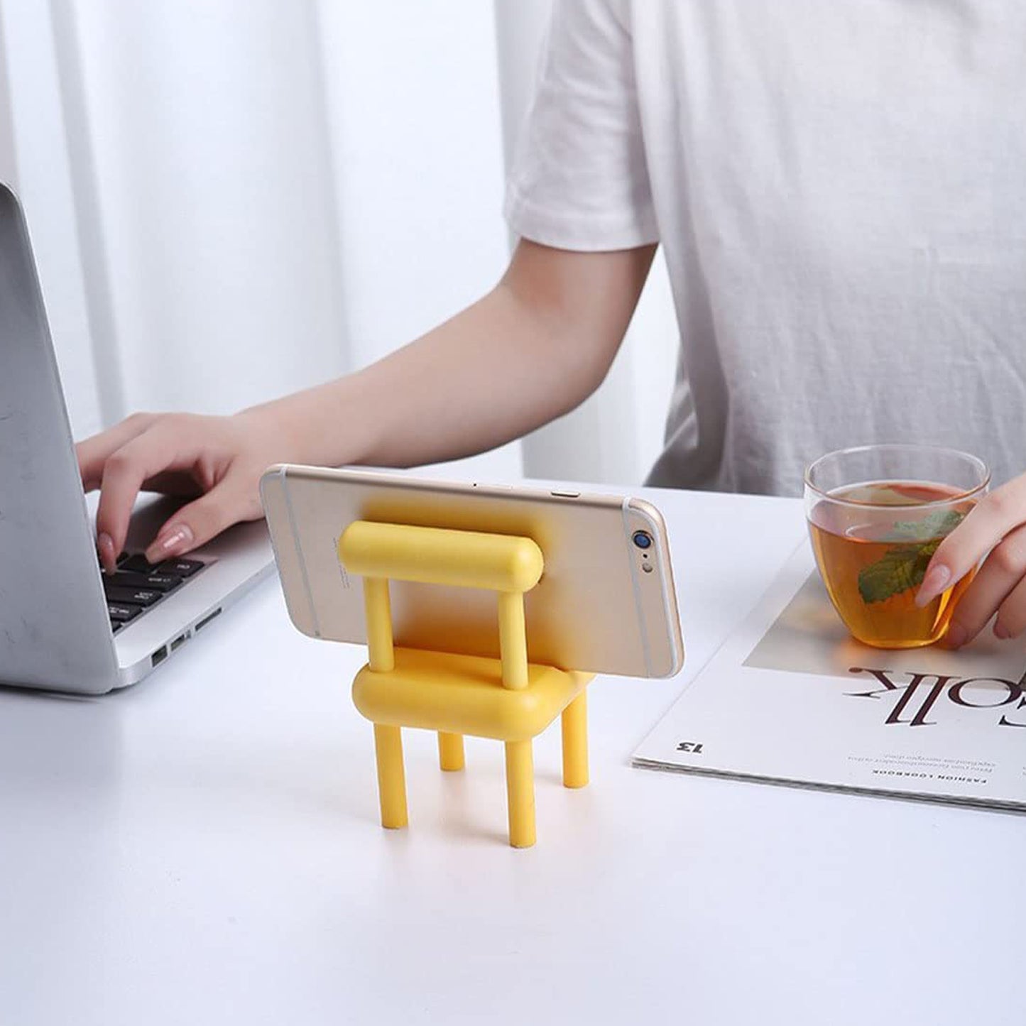Mobile Phone Holder Mini Chair Cell Phone Stand Portable Smartphone Dock Cellphone Holder For Desktop Design Compatible With All Mobile Phones (1 Pc) - Happy Price - Image 6