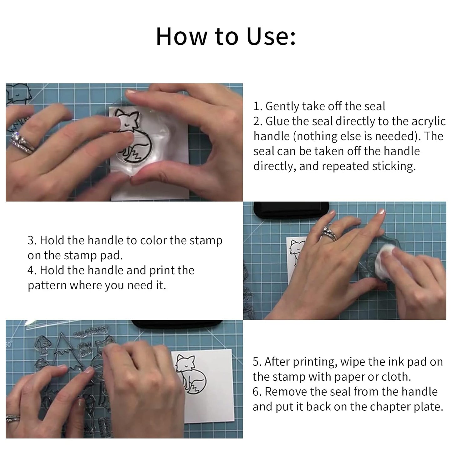 Reusable Rubber Stamp Tpr Stamp Diy Accessories Good Stamping Effect Diy Transparent Stamp Stick Repeatedly For Envelope For Diary For Invitation Letter Photo Album Decoration For Paper Crafts (Mix Design  1 Set) - Happy Price - Image 3