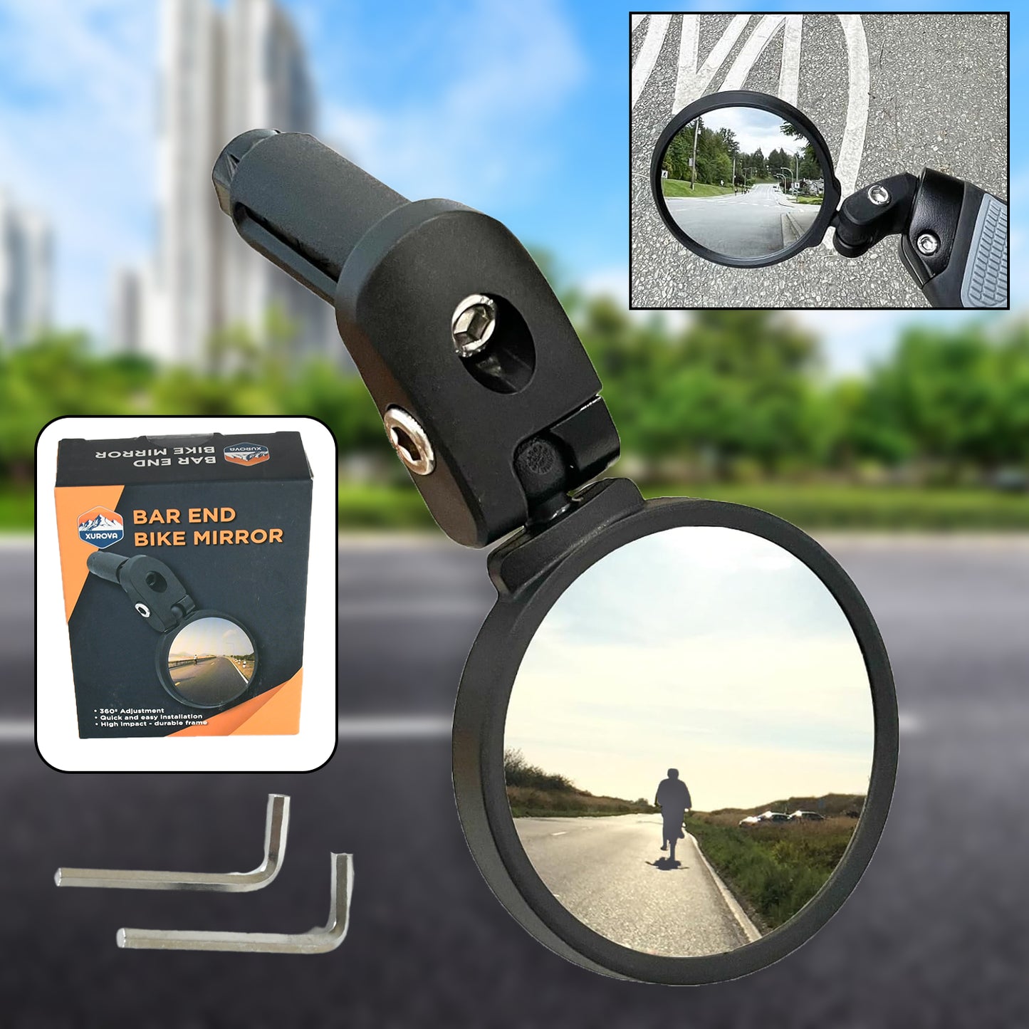 Bar End Bike Mirror Safe Rearview Mirror 360 Rotatable  Foldable Safety Bicycle Rear View Mirror Mirror Durable Bike Mirror (1 Pc) - Happy Price - Image 2