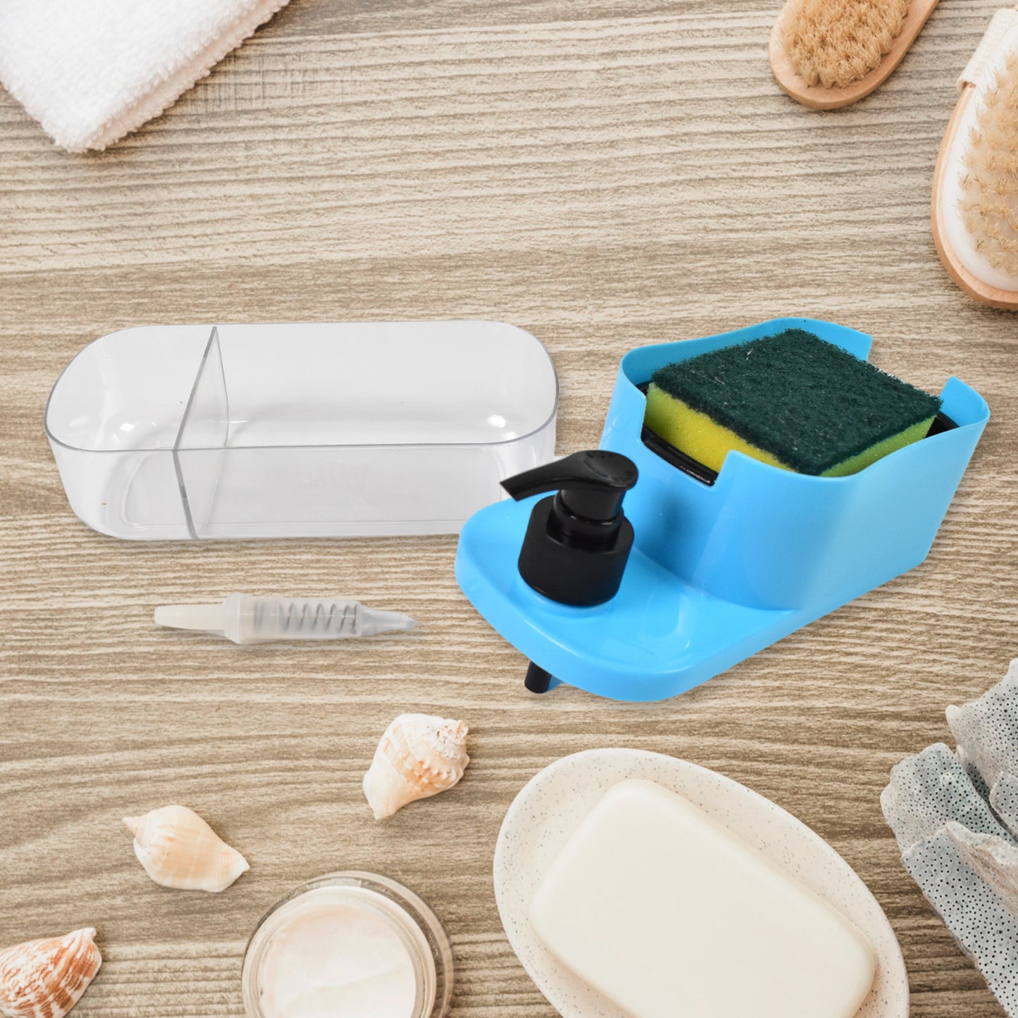 3-in-1 Kitchen Soap Dispenser with Sponge Holder