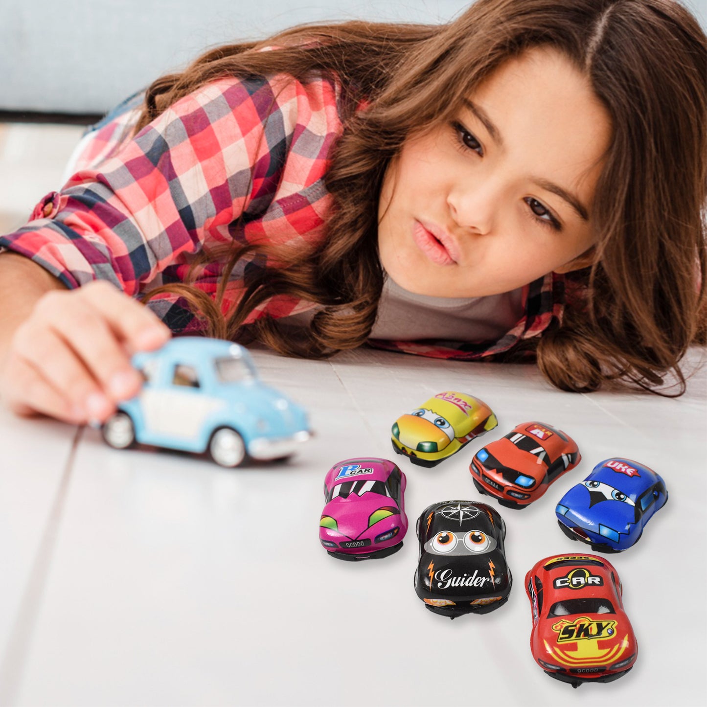 Mini Pull Back Car  Aeroplane Pvc Plastic Pull Back Car Cartoon Toys (12 Pcs Set) - Happy Price - Image 5