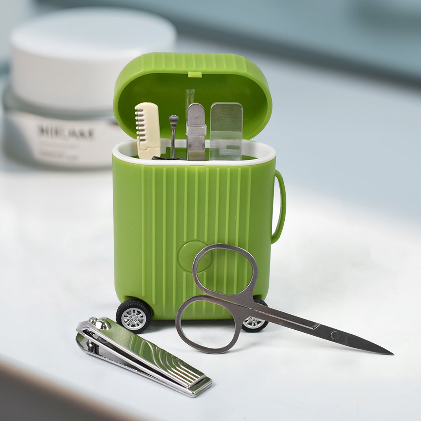 Manicure Kit Pedicure Tools For Feet Nail Clipper (8 Pcs Set  With Mini 4 Wheel Suitcase Trolley) - Happy Price - Image 5