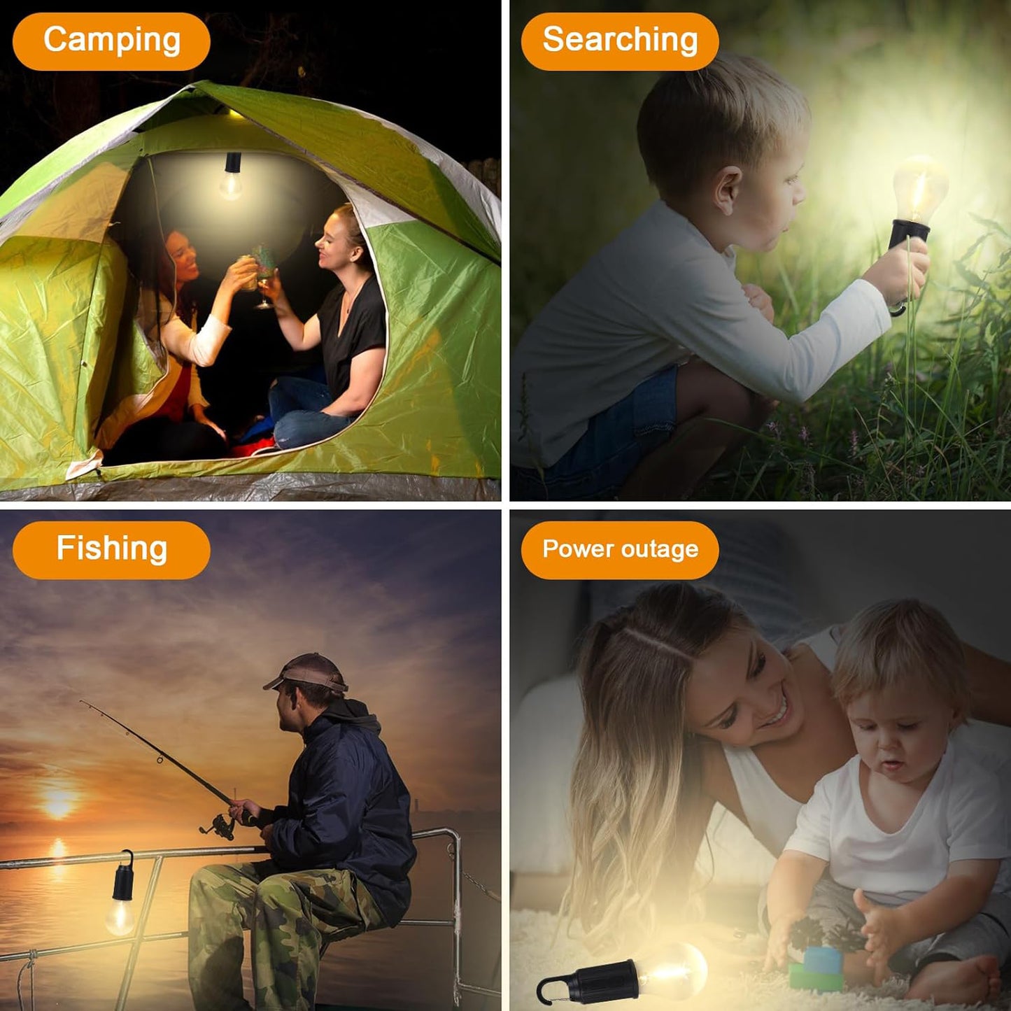 Rechargeable Camping Lights For Tents Led Camping Tent Lantern 3 Lighting Modes Tent Lamp Portable Emergency Camping Lights With Clip Hook For Camping Hiking Fishing Backpacking (1 Pc) - Happy Price - Image 3