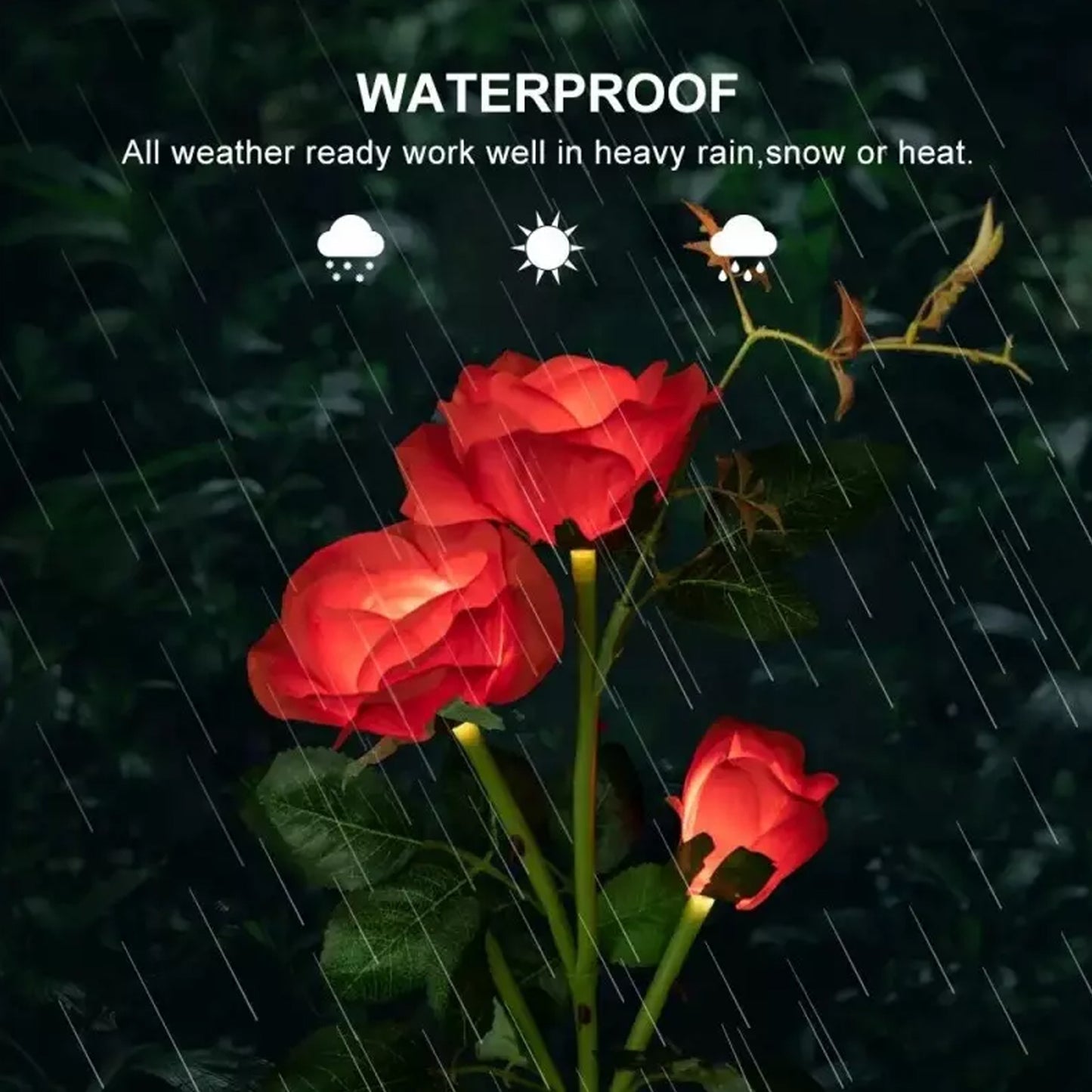 Solar Rose Flower Garden Lights - Waterproof Outdoor Decorative Lights for Patio, Yard & Pathway - Happy Price - Image 6