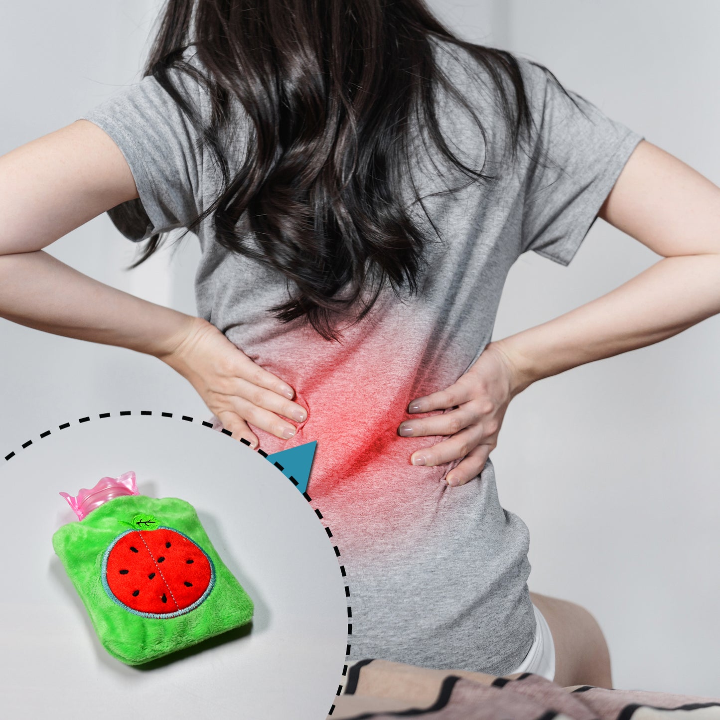 Watermelon Small Hot Water Bag With Cover For Pain Relief Neck Shoulder Pain And Hand Feet Warmer Menstrual Cramps. - Happy Price - Image 2