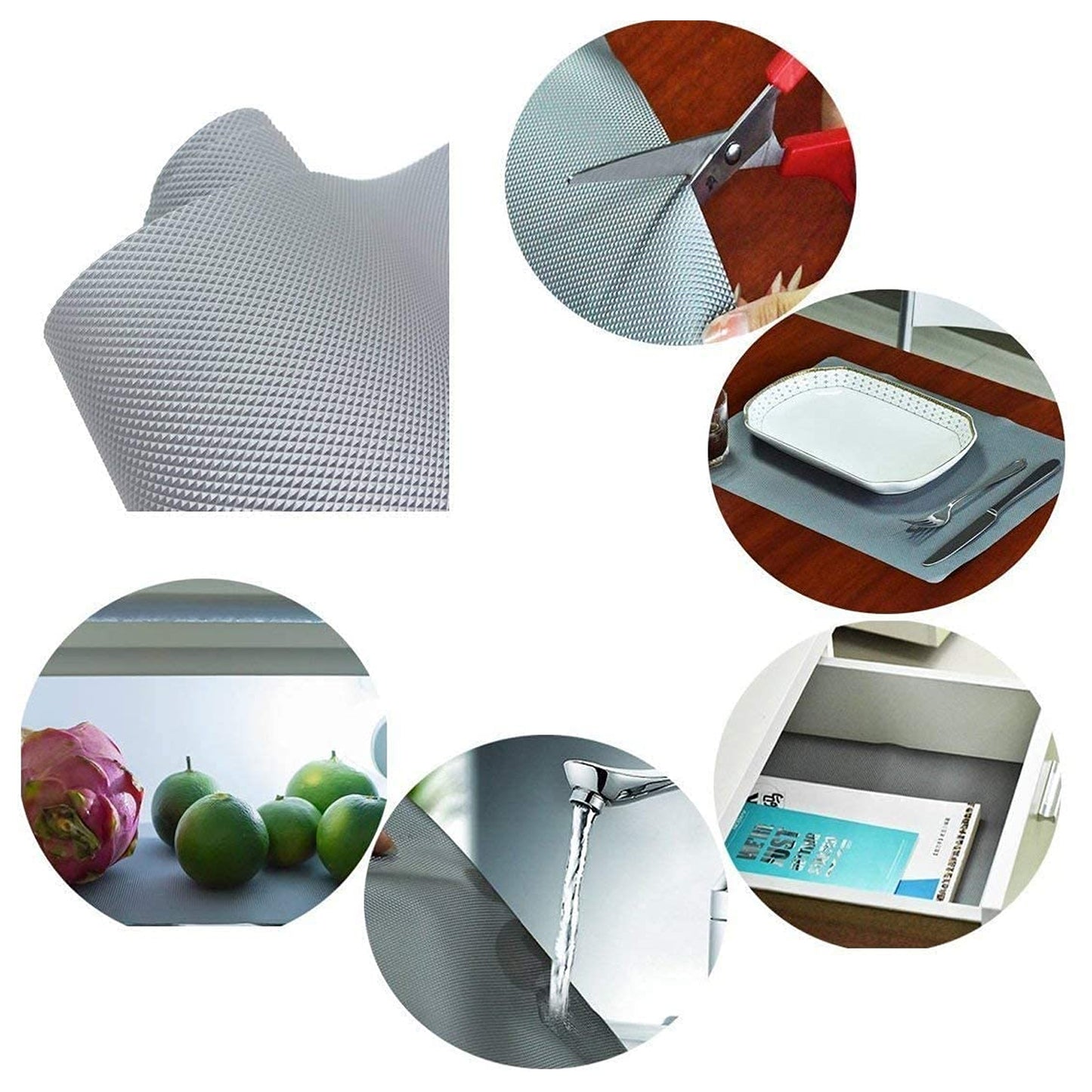 Multipurpose Anti-slip Bathroom Kitchen Cabinet Drawer Shelf Mat Liner Sheets Roll Fridge Mat Table Mat Anti-slip Super Strong Placement Mat For Fridge Bathroom Kitchen Drawer Shelf Liner (45cmx3m) - Happy Price - Image 5