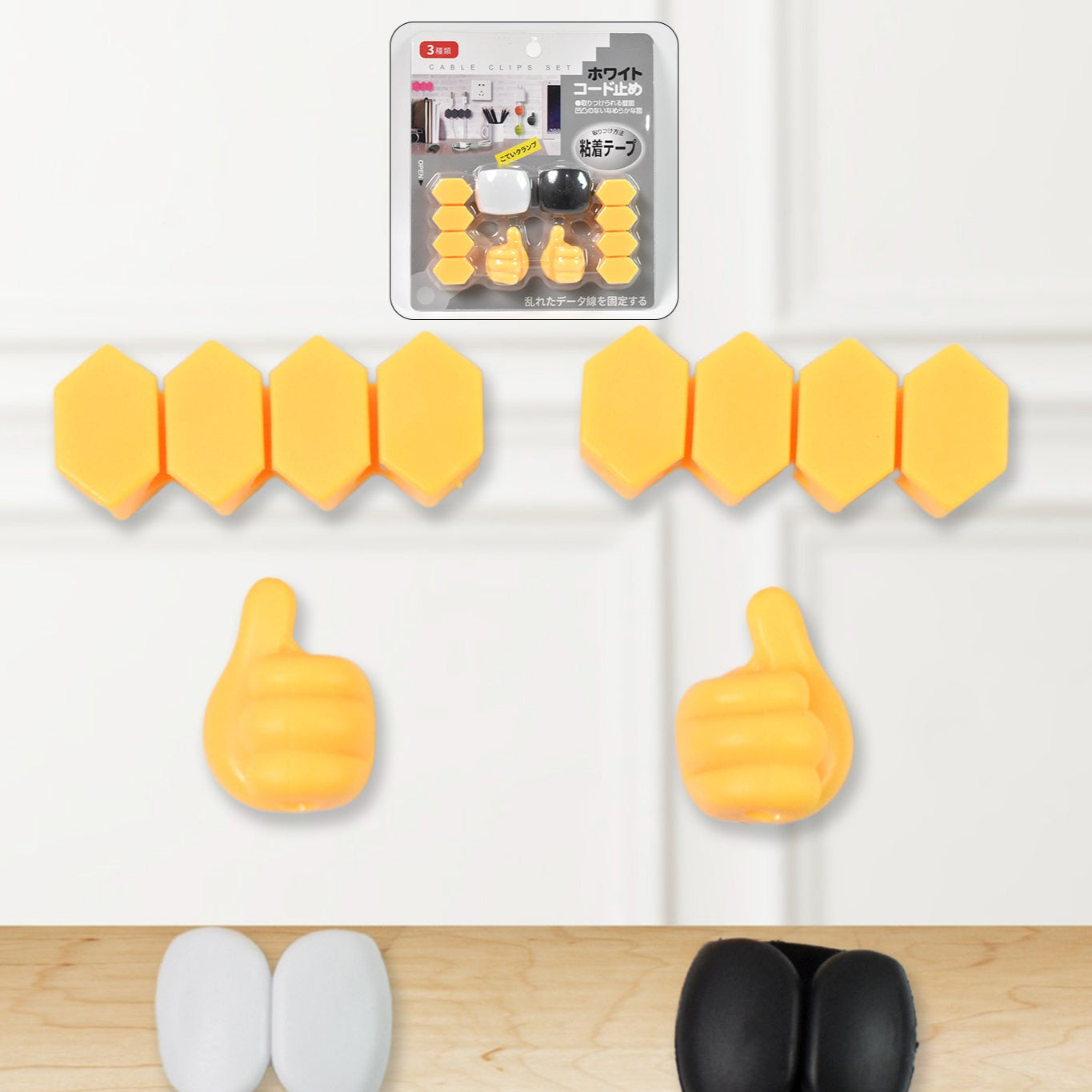 Self Adhesive Hooks For Cable Clips Desktop Cable Organizer (6 Pcs Set  Mix Design) - Happy Price - Image 1