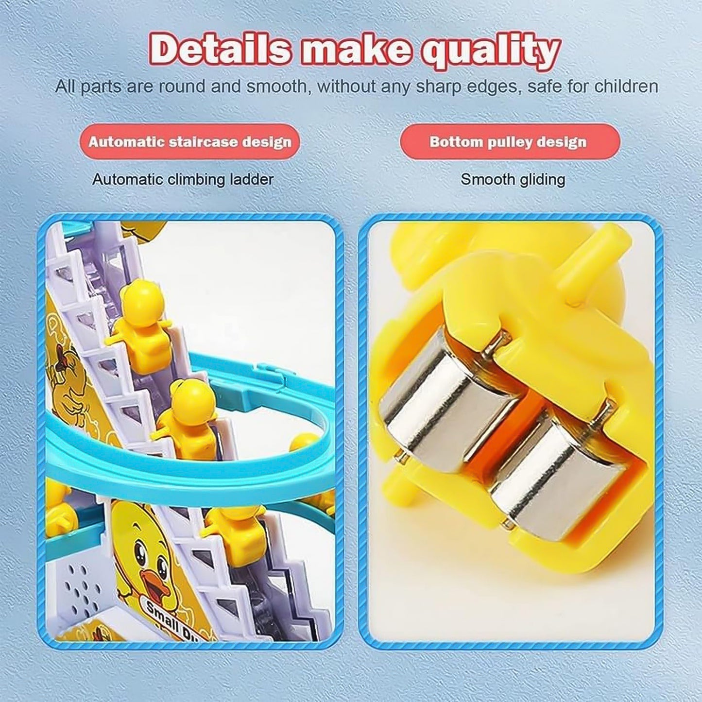 Lala Small Duck Climb Stairs Toy Roller Coaster With Flashing Lights  Music (3 Ducks) - Happy Price - Image 5