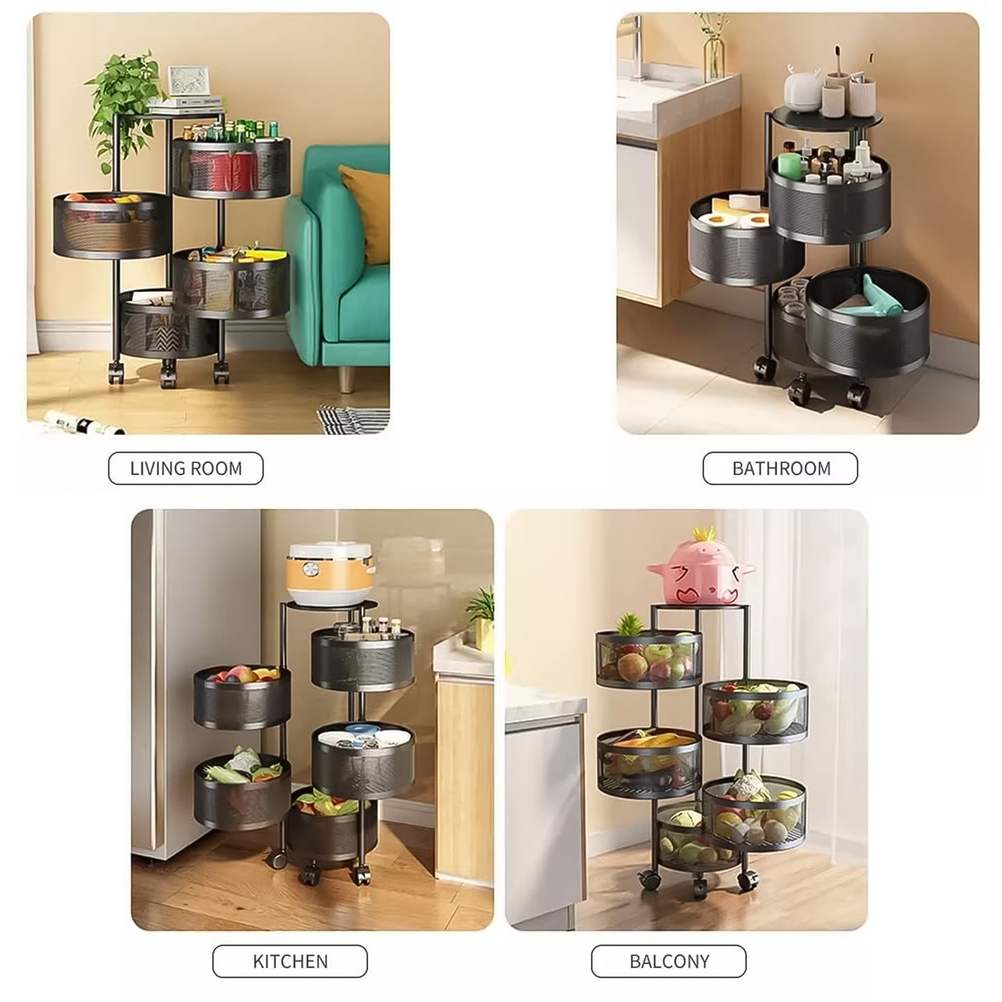 Metal Round High Quality Kitchen Trolley With Wheels (3 Layer  1 Pc) - Happy Price - Image 6